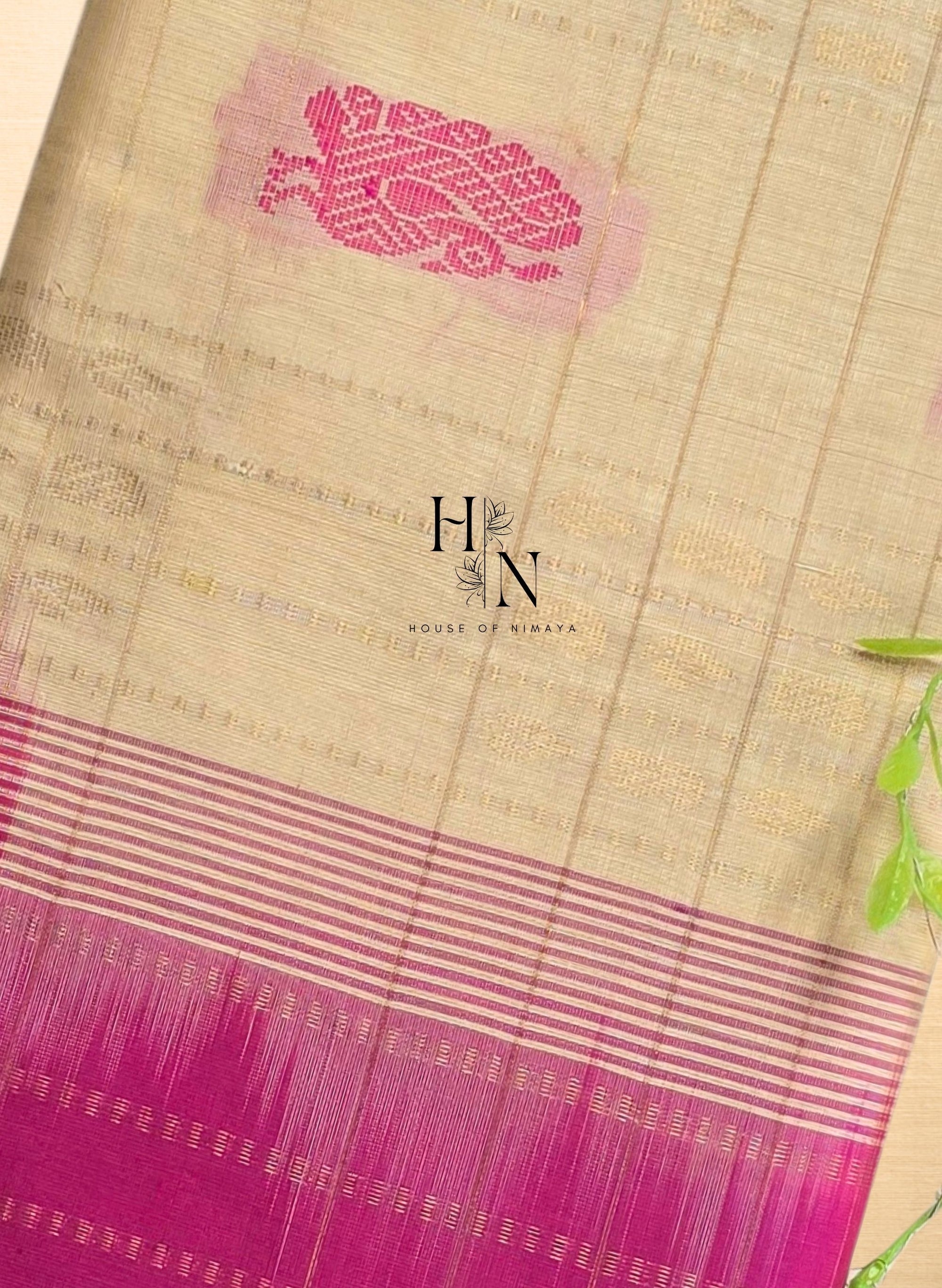 Cream & Pink South Silk Cotton Saree