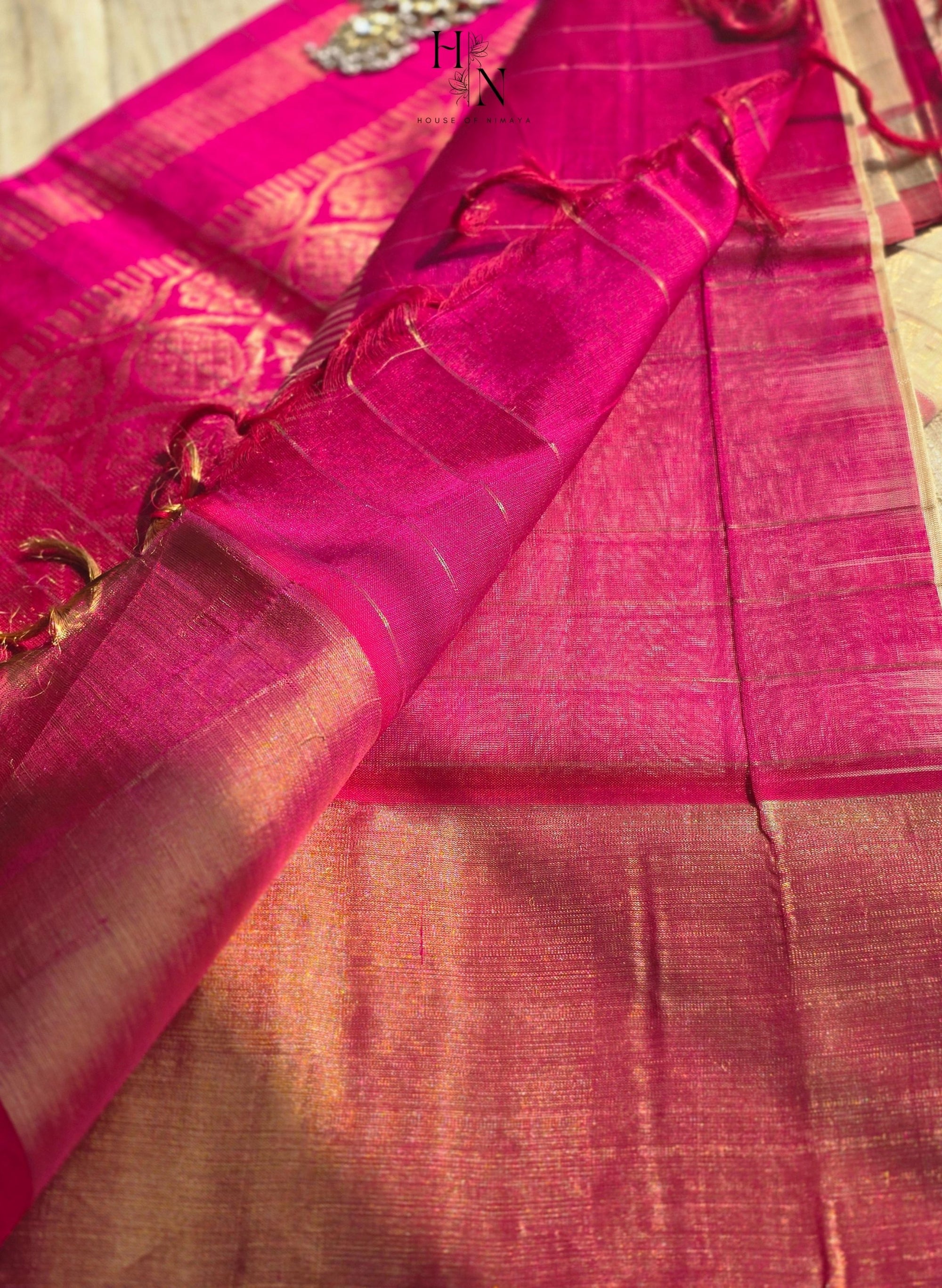 Cream & Pink South Silk Cotton Saree