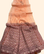Premium Peach Muga Cotton Saree with Exquisite Jamdani Weaving