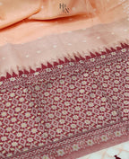 Premium Peach Muga Cotton Saree with Exquisite Jamdani Weaving