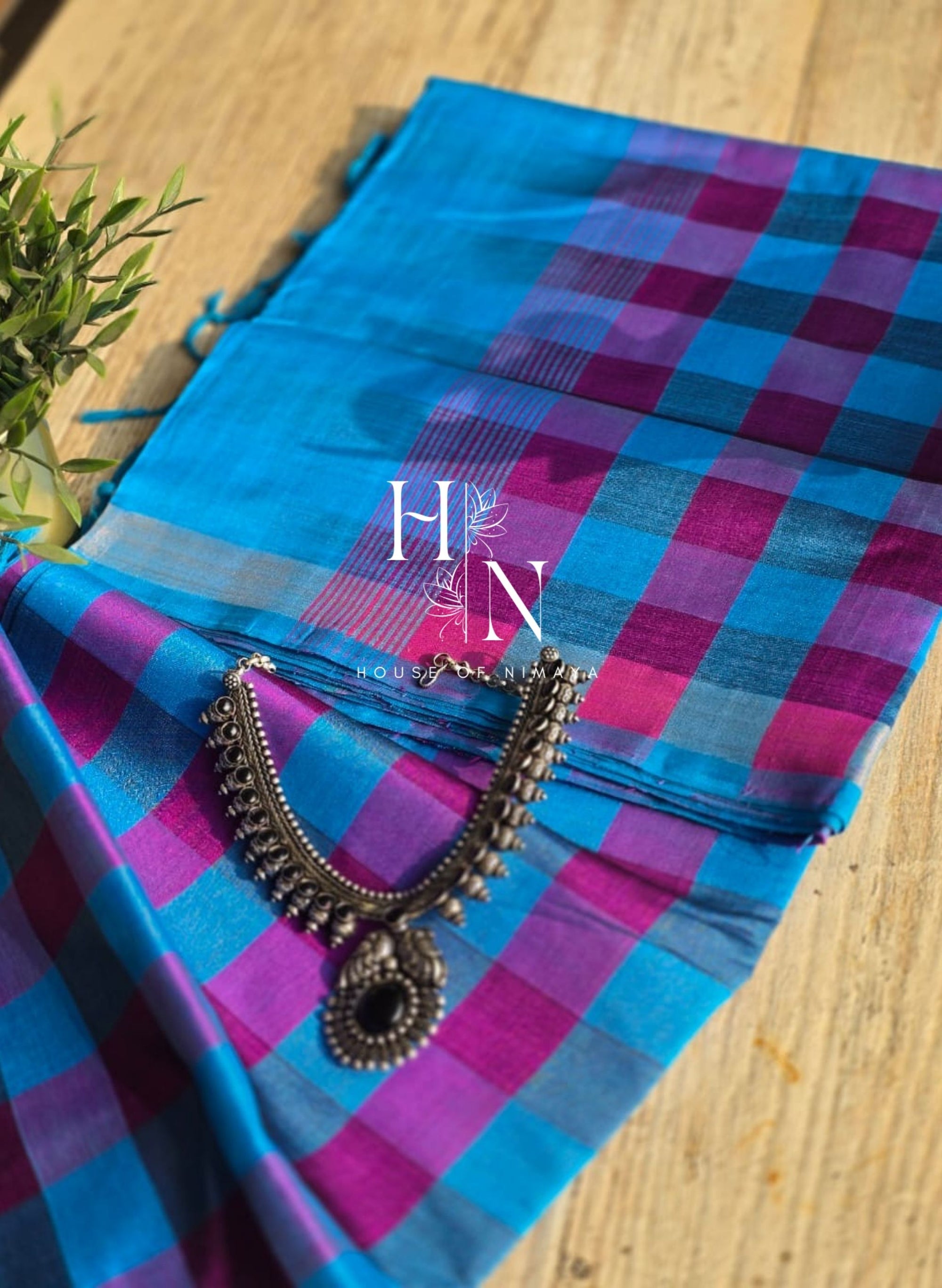 Kanchi Silk Blue and Pink Saree