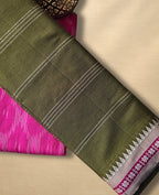 Narayanpet light green with pink border with Ikkat Blouse