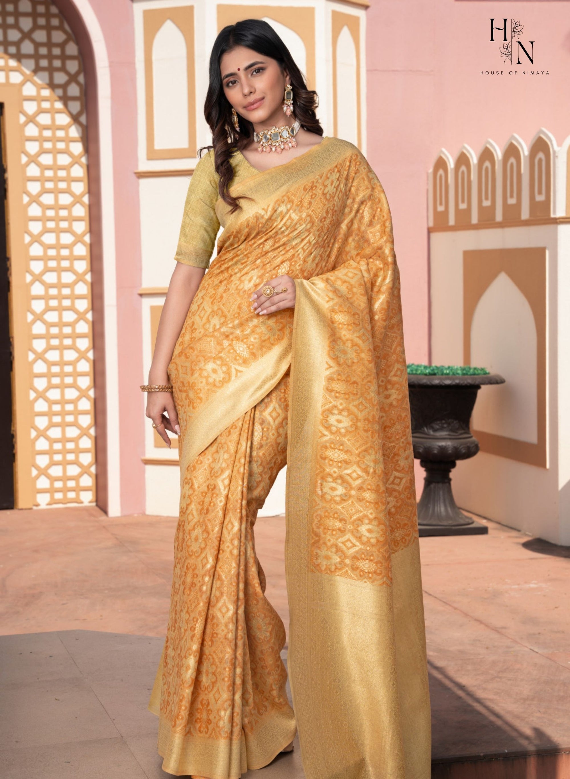Zari Glow Ikkat Cotton Saree