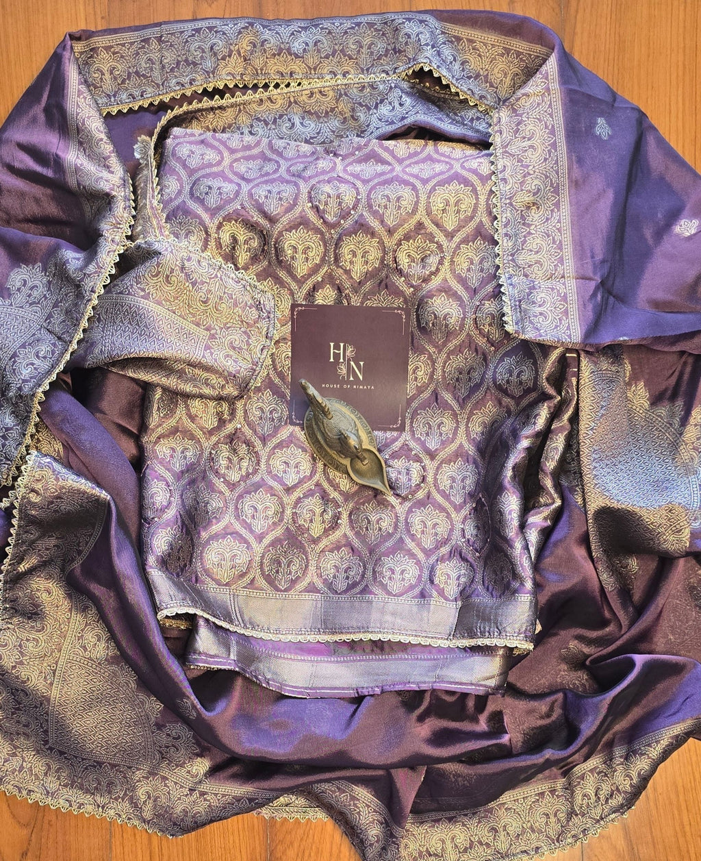 Royal Silk Brocade Unstitched Suit Set