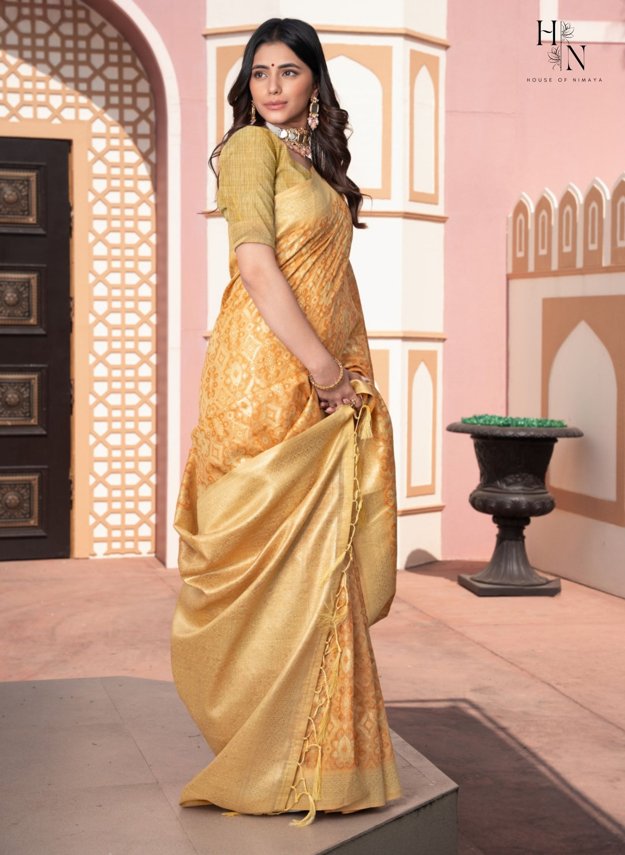 Zari Glow Ikkat Cotton Saree