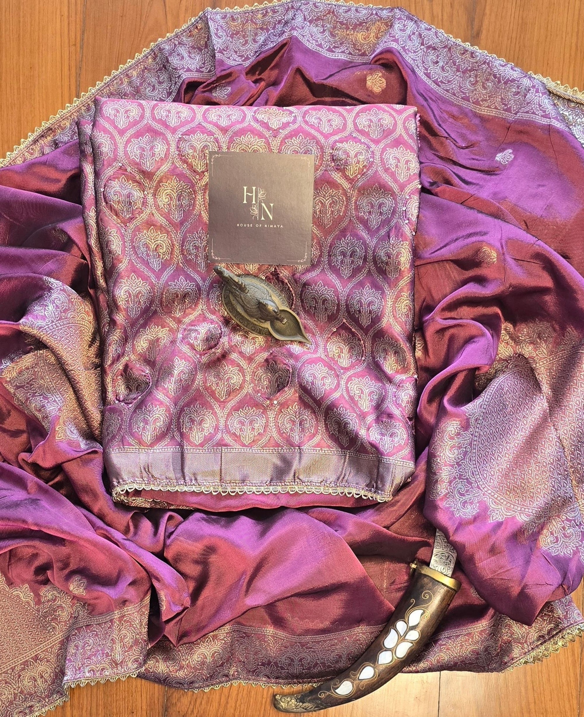 Royal Silk Brocade Unstitched Suit Set