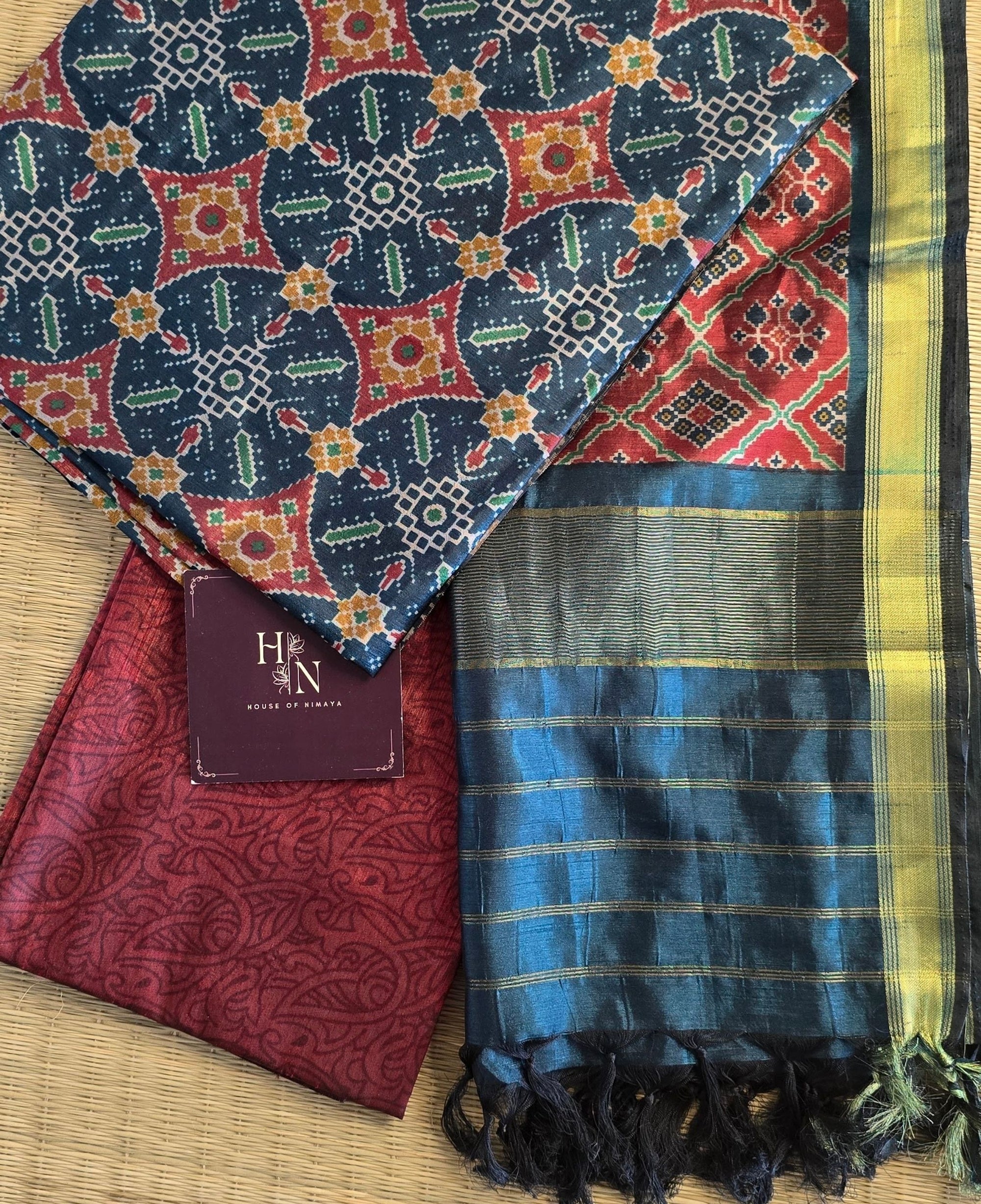 Rajkoti Semi Silk Unstitched Suit Set