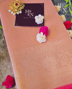 Peach Festive Kota Semi Silk Saree