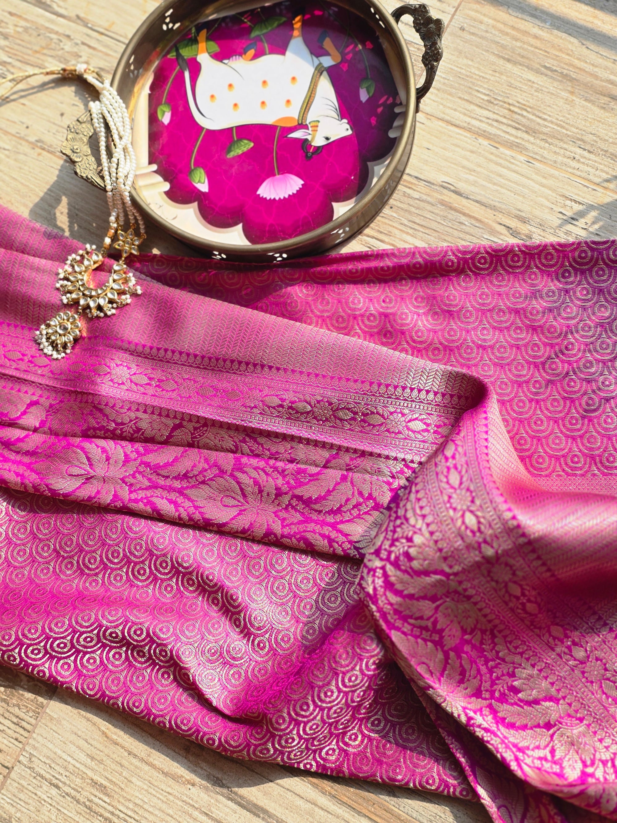 Magenta Banarasi Brocade Katan Silk Saree