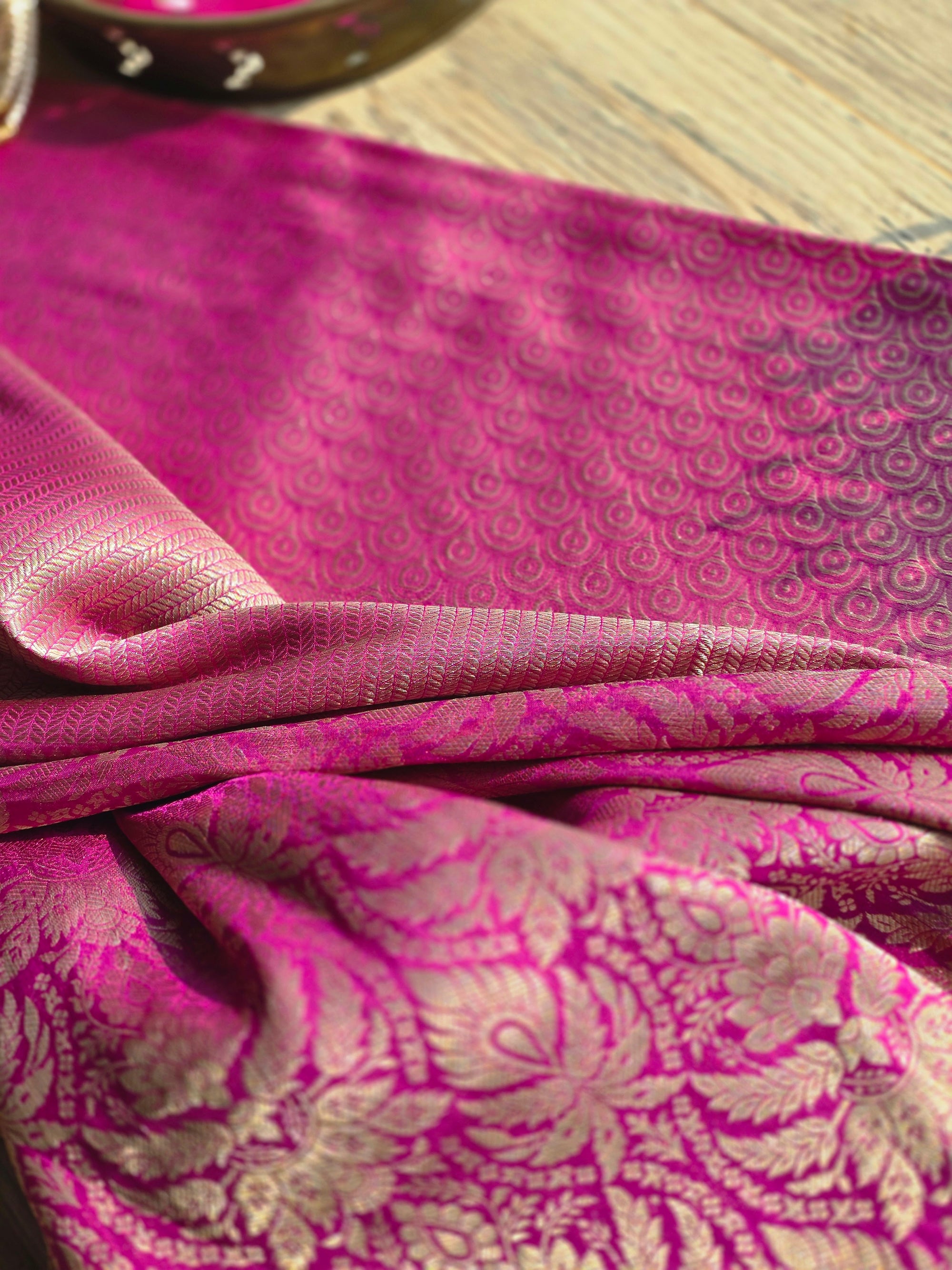 Magenta Banarasi Brocade Katan Silk Saree