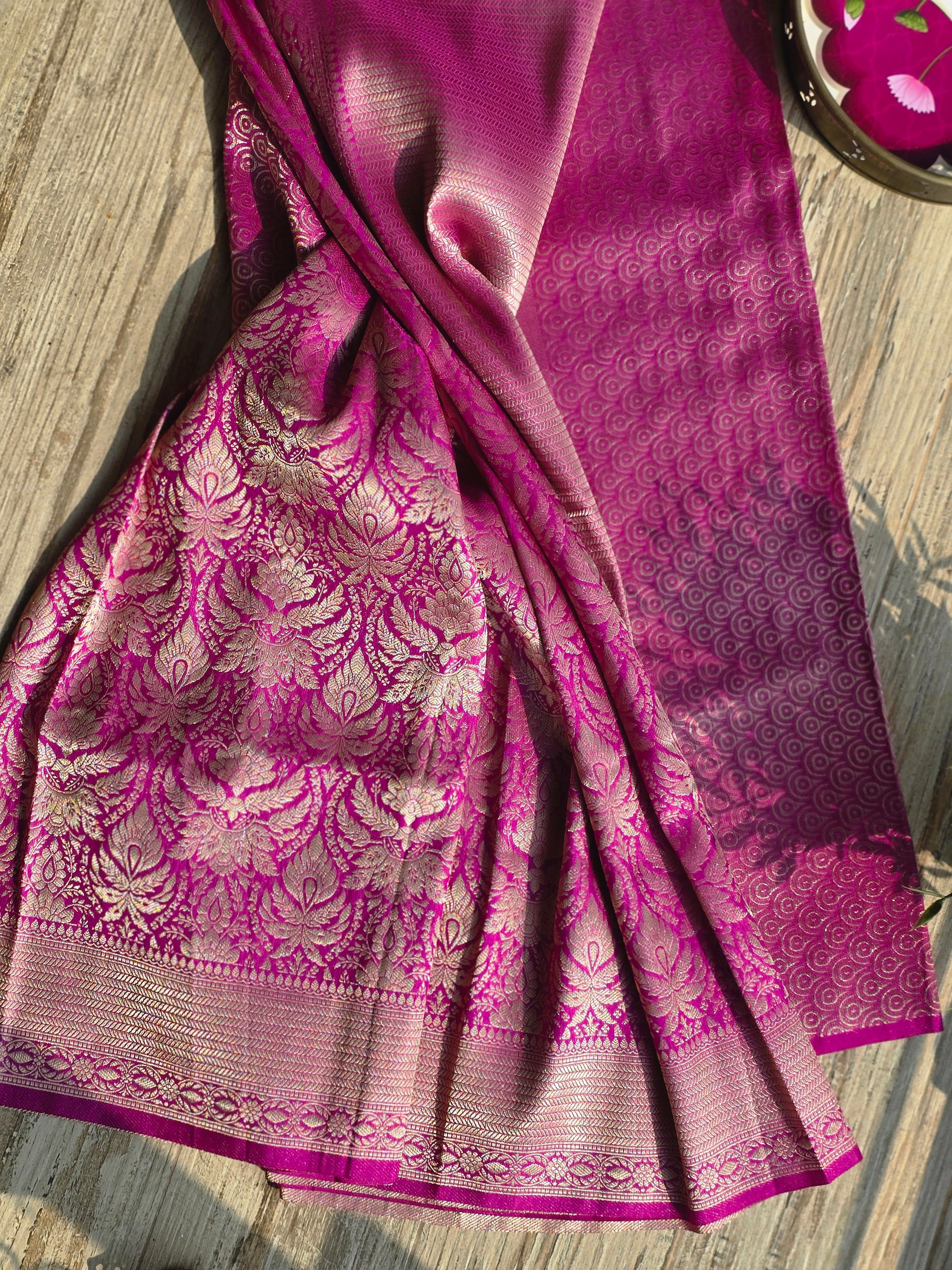 Magenta Banarasi Brocade Katan Silk Saree
