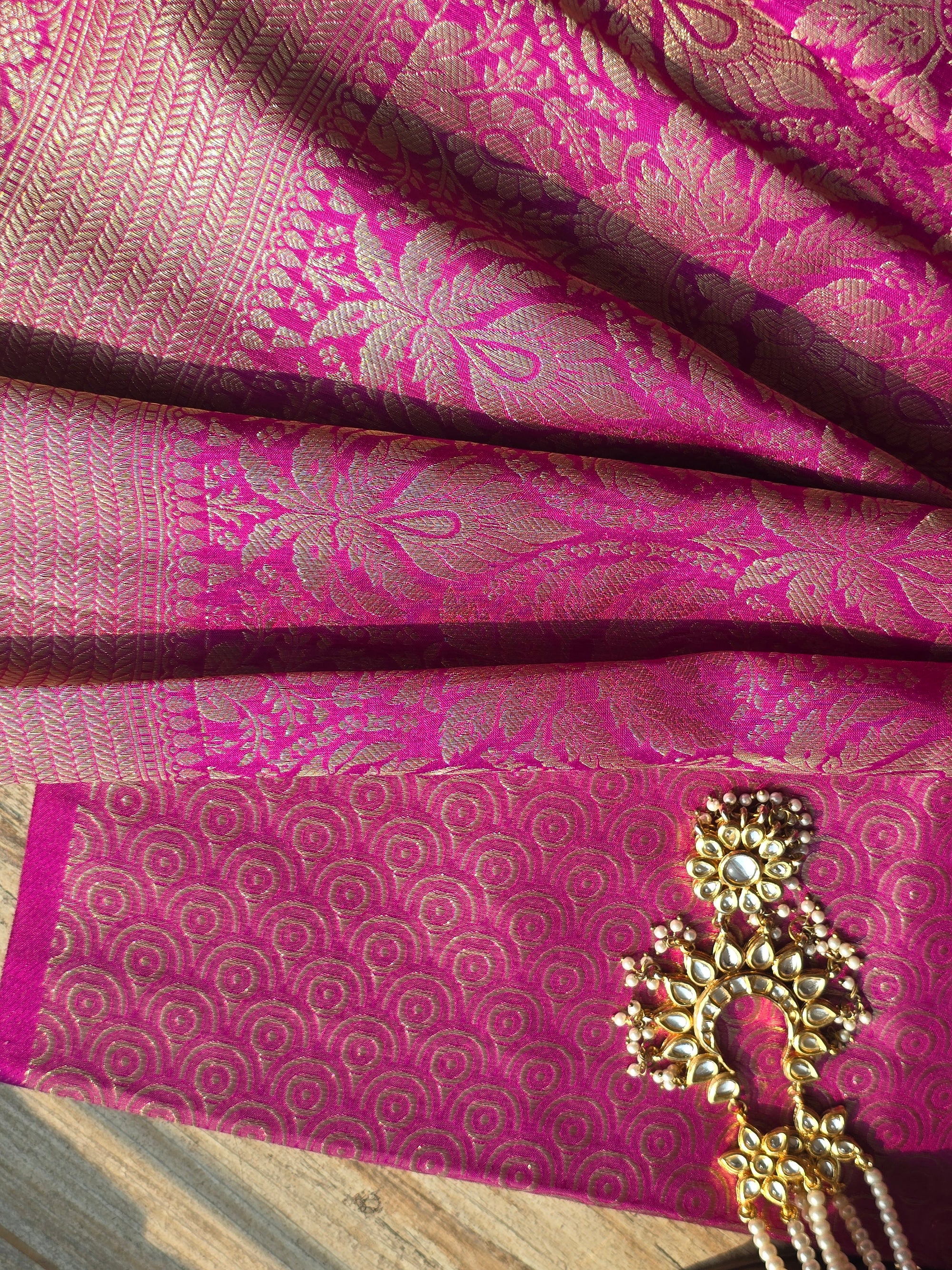 Magenta Banarasi Brocade Katan Silk Saree