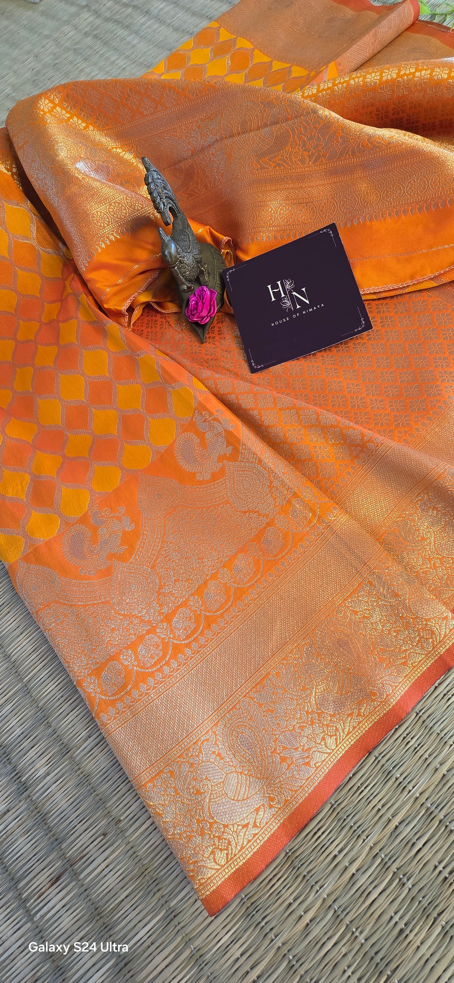 Orange and Yellow Festive Katan Silk Saree