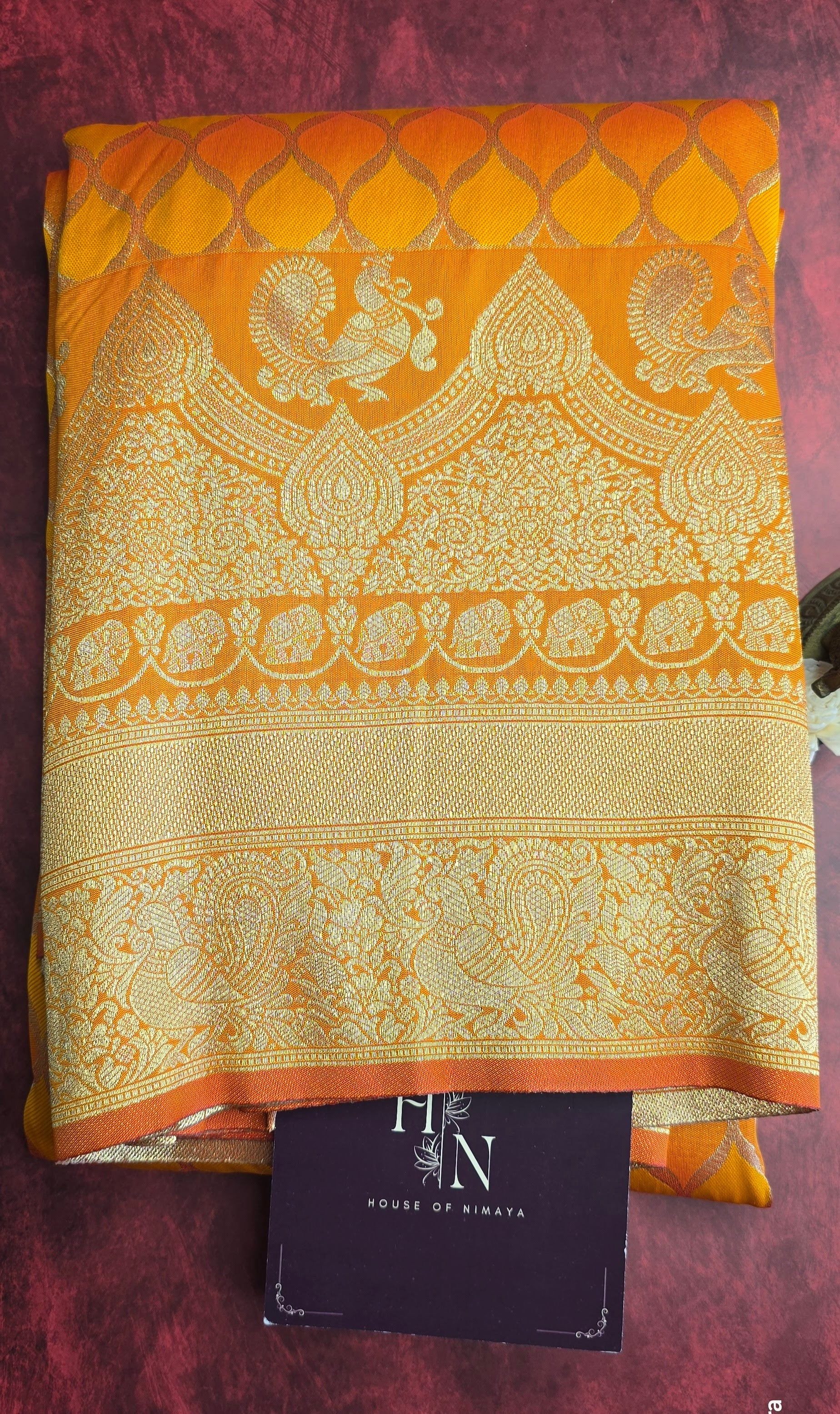 Orange and Yellow Festive Katan Silk Saree