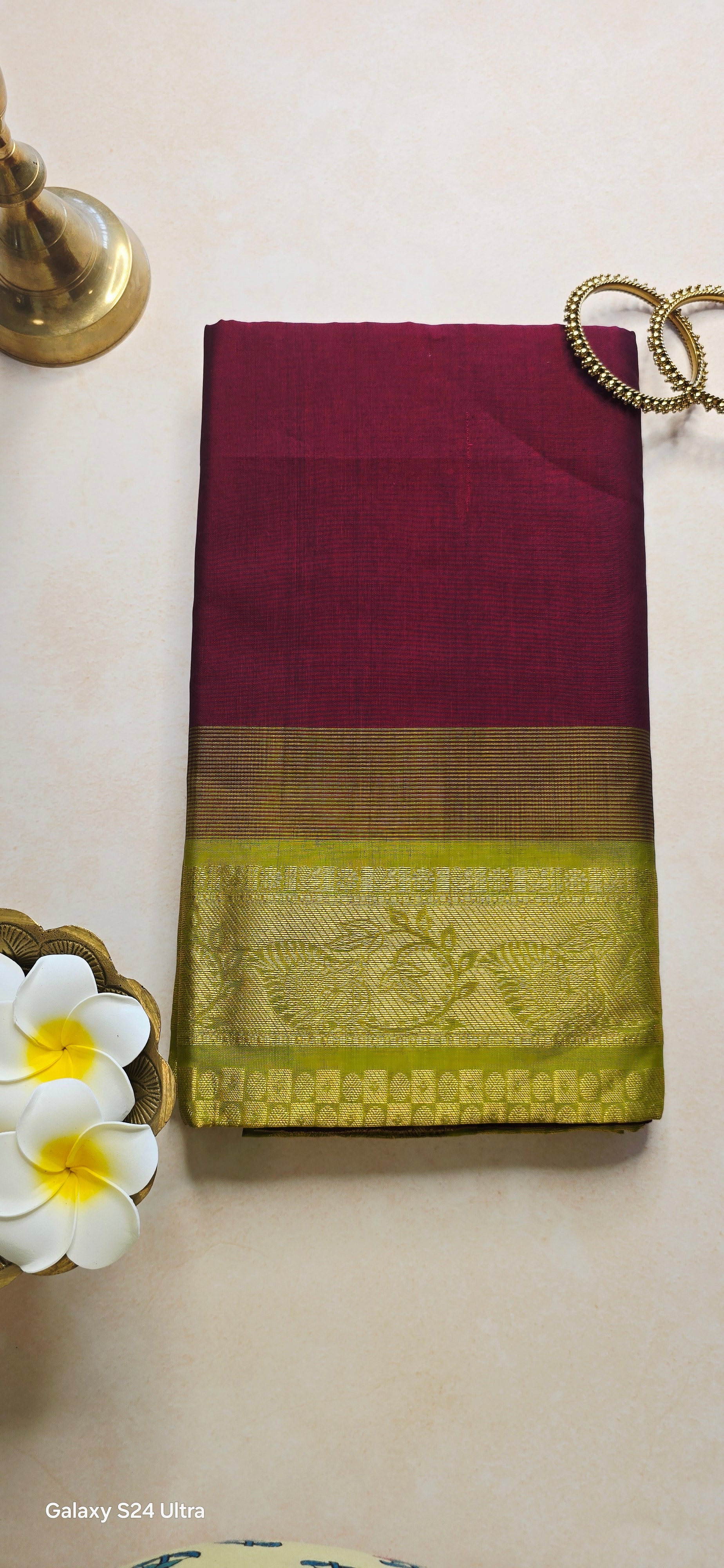 Mangalyam Maroon & Green South Silk Cotton Saree