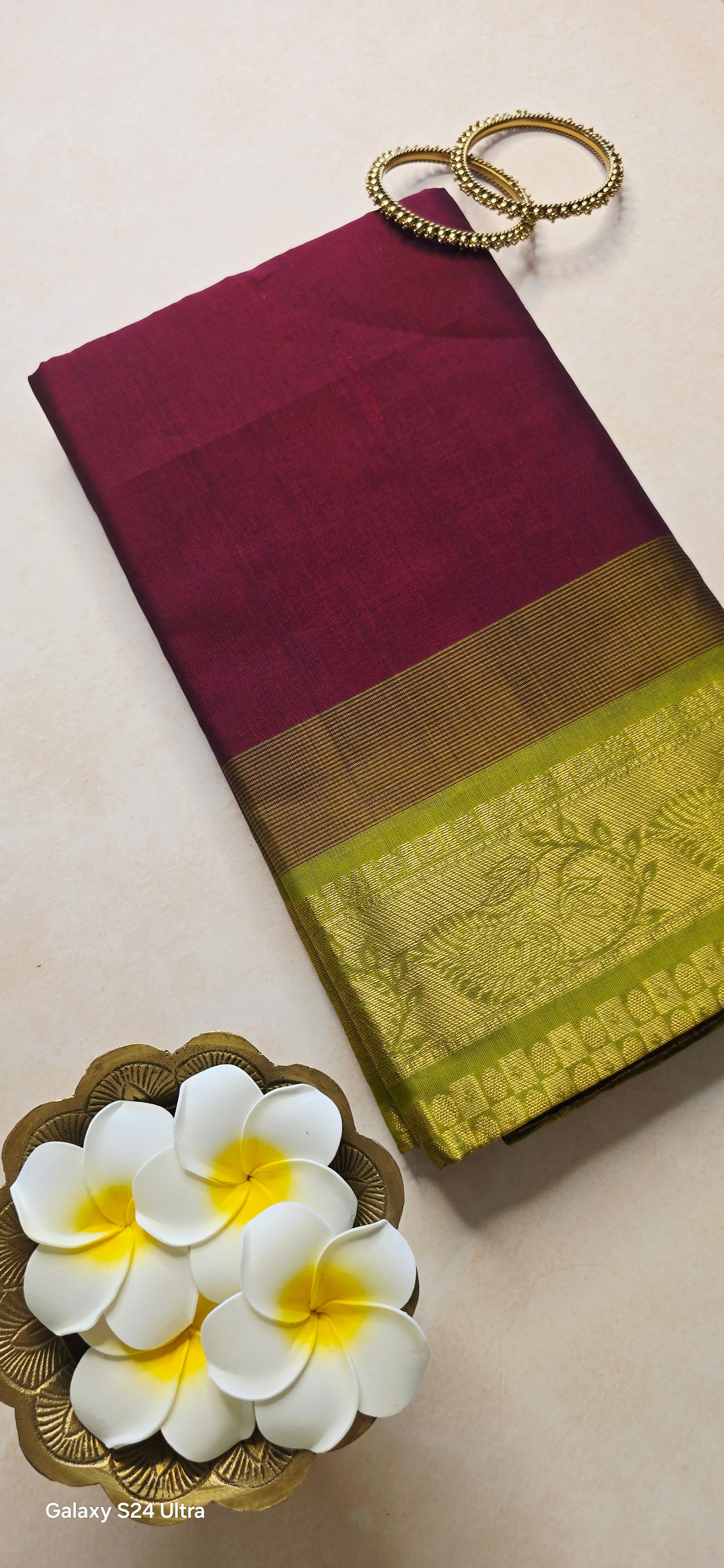 Mangalyam Maroon & Green South Silk Cotton Saree