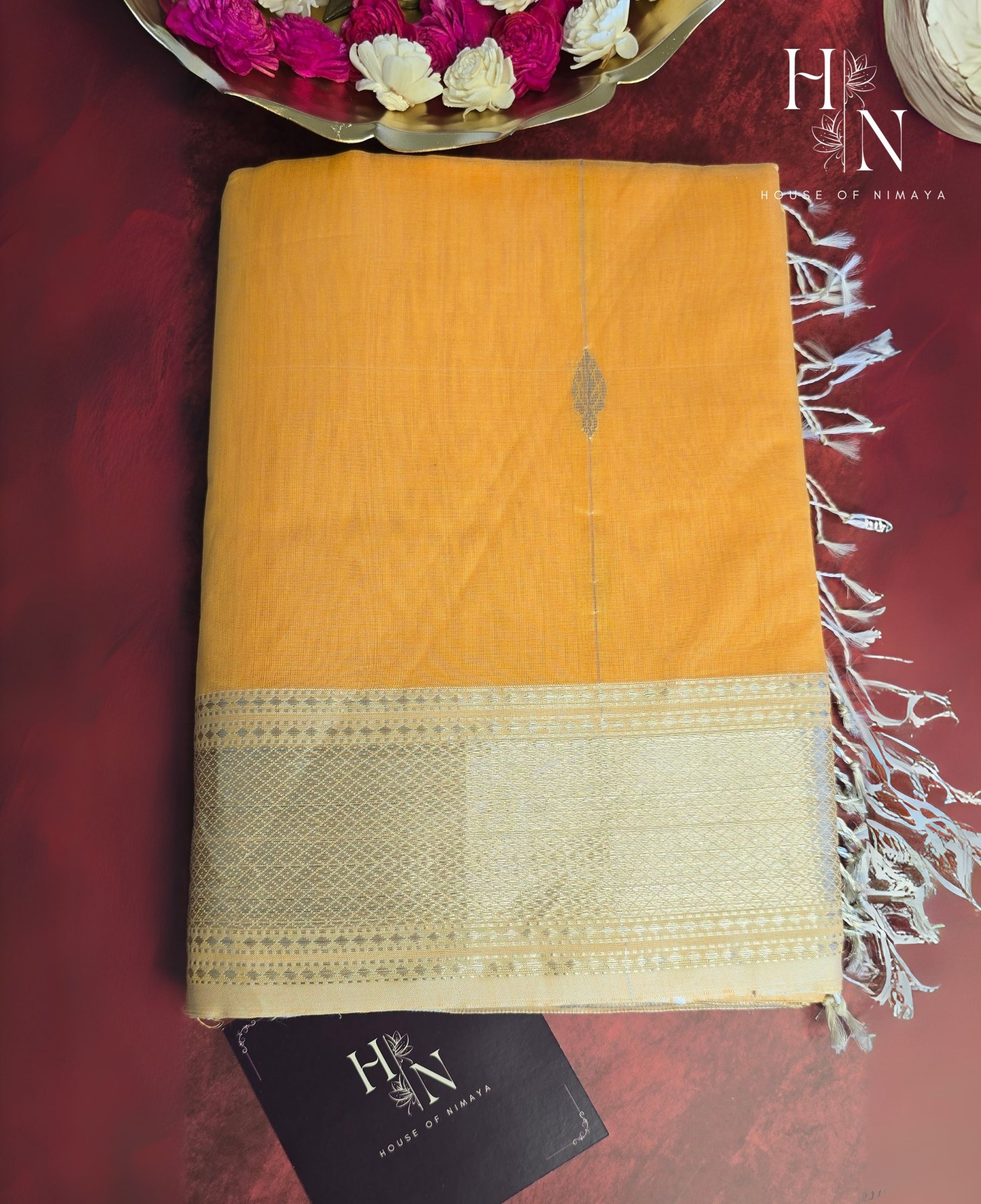 Yellow Maheshwari Silk Light Festive Saree