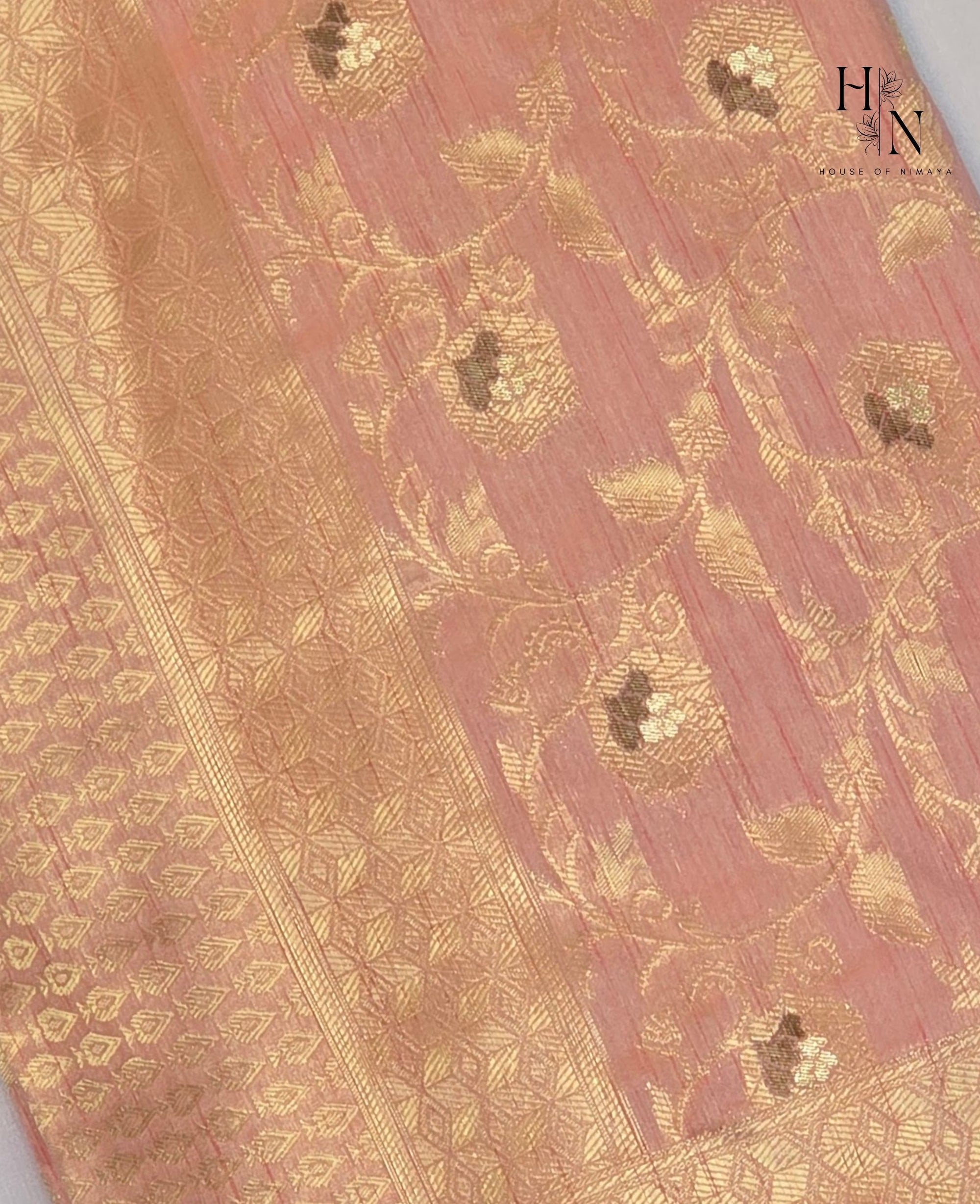 Baby Pink Katan Silk Saree with Zari Weaving