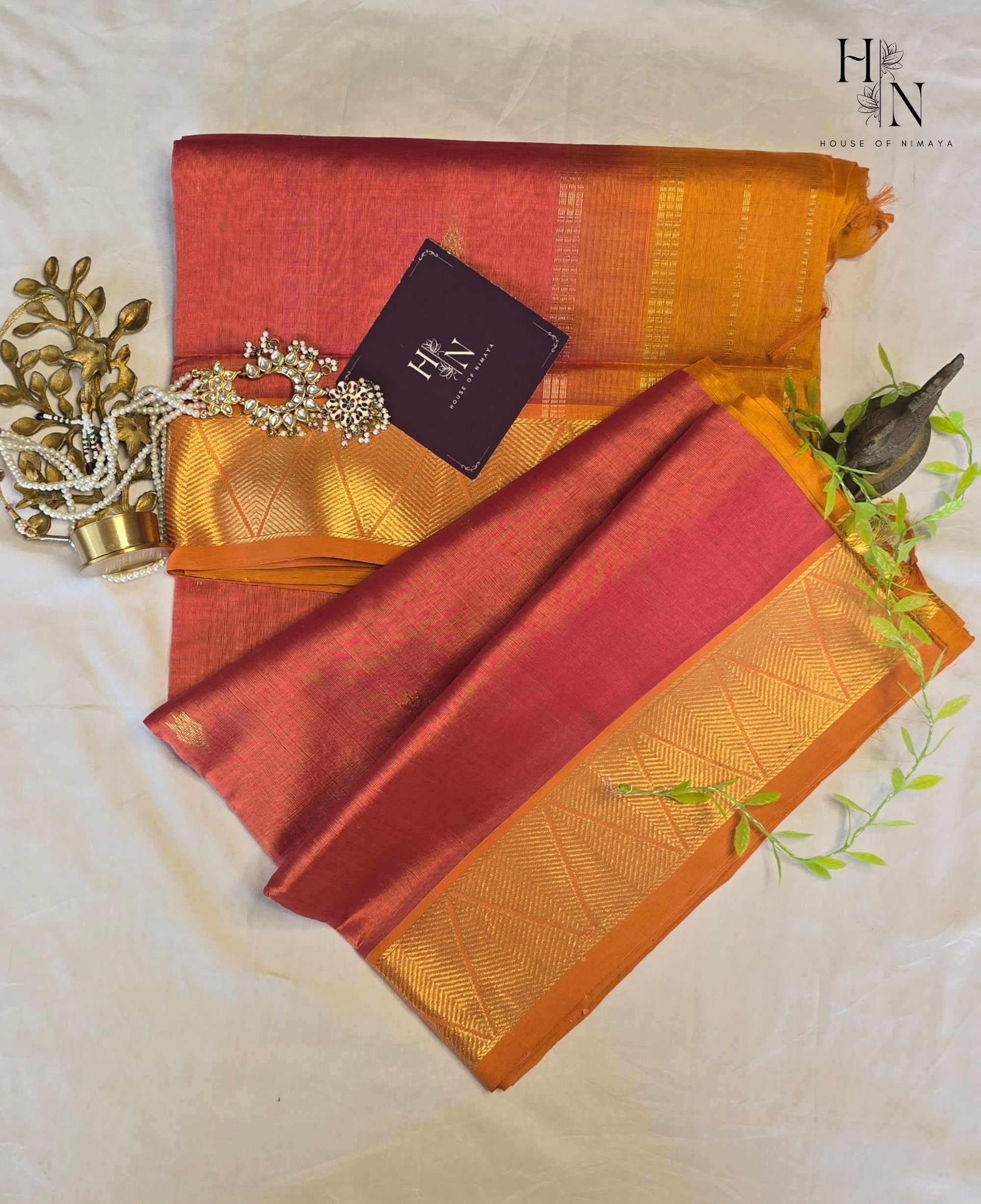 Soft Red and Gold South Silk Cotton saree