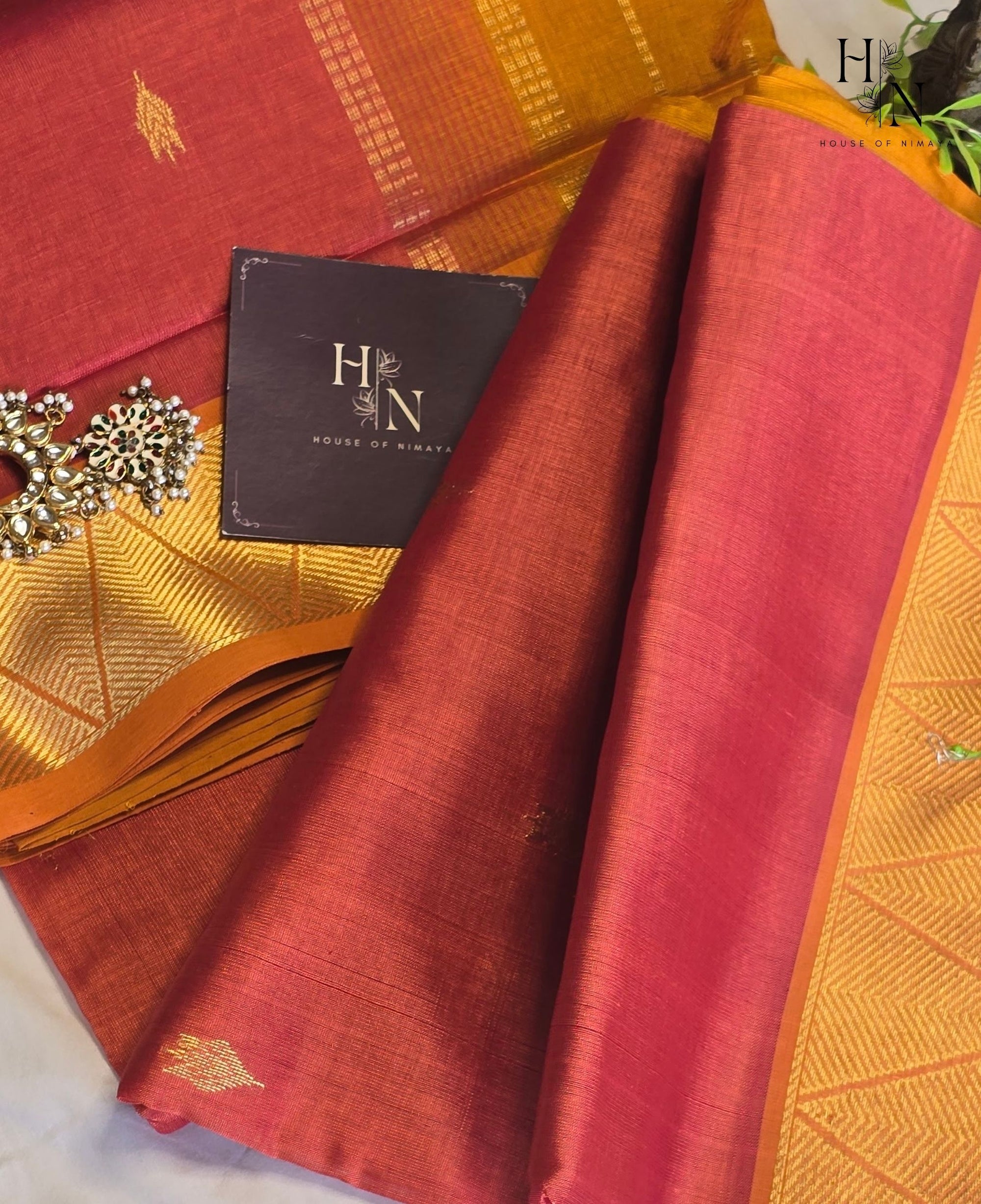 Soft Red and Gold South Silk Cotton saree
