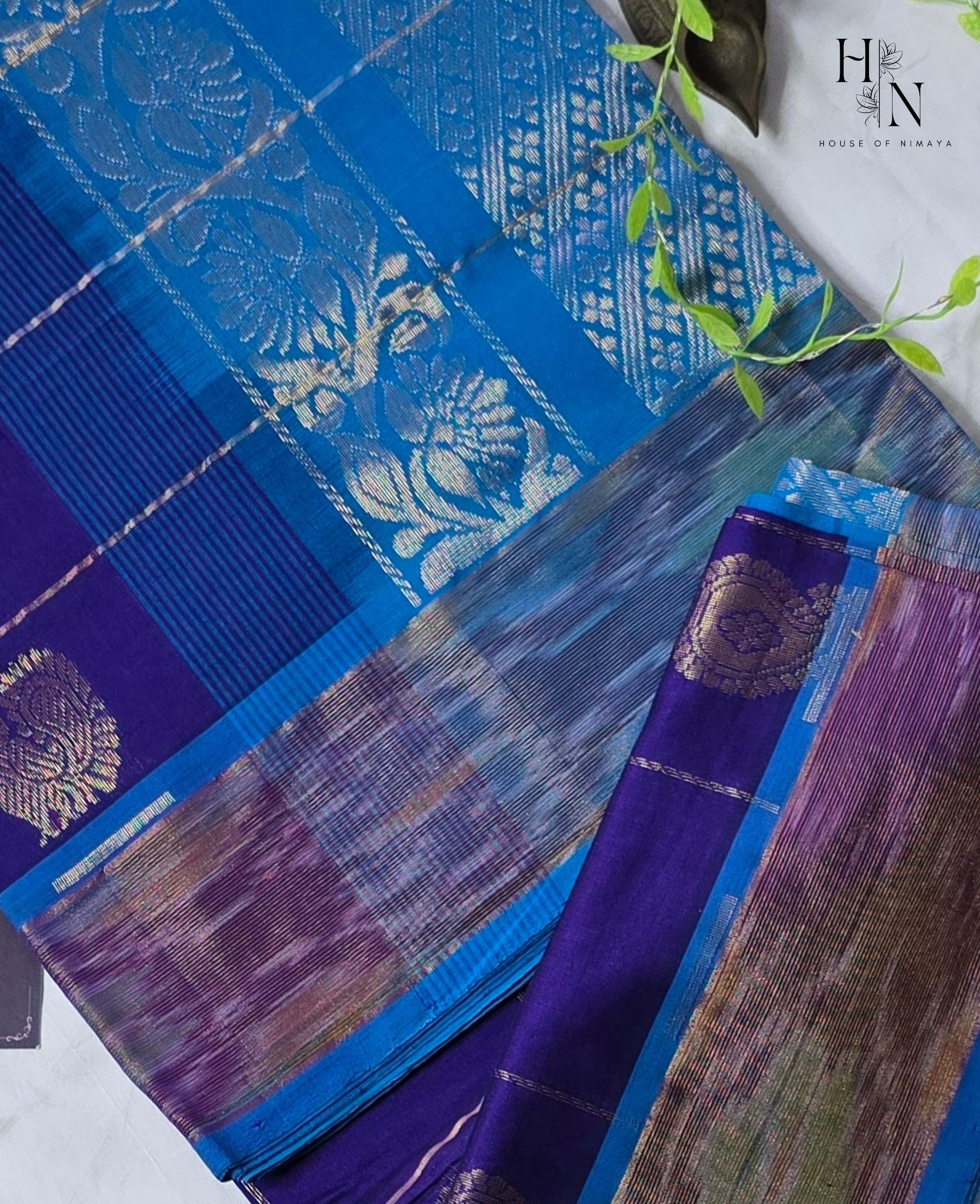 Blue Multi tone South Silk cotton saree