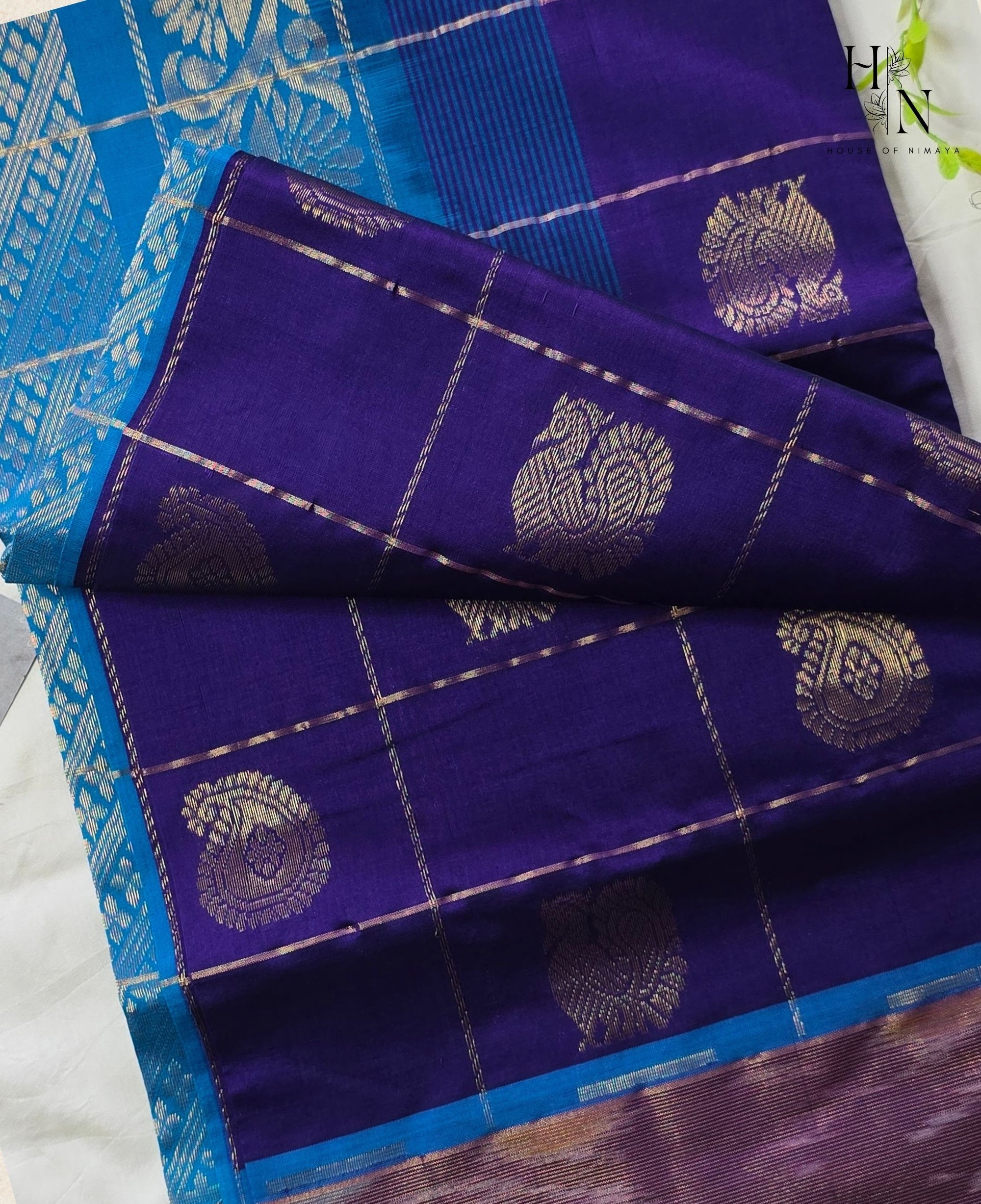 Blue Multi tone South Silk cotton saree