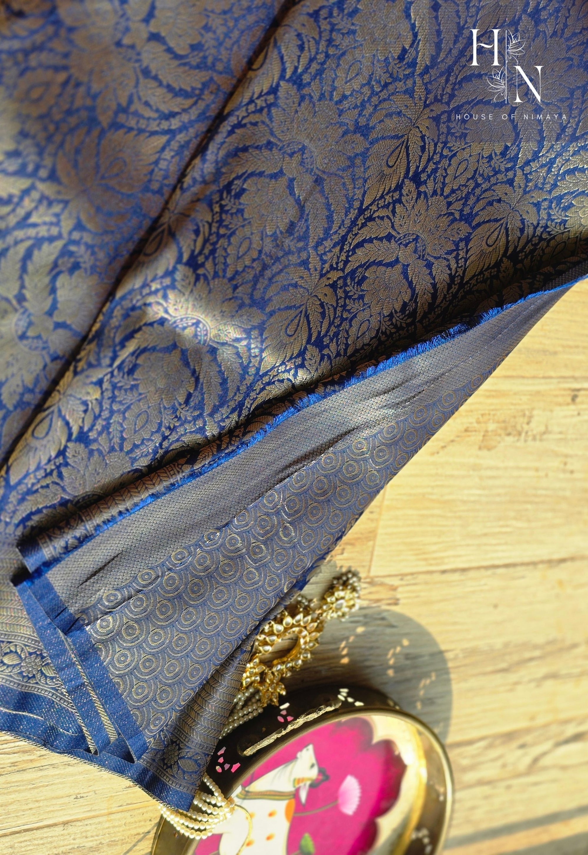 Blue Banarasi Brocade Saree