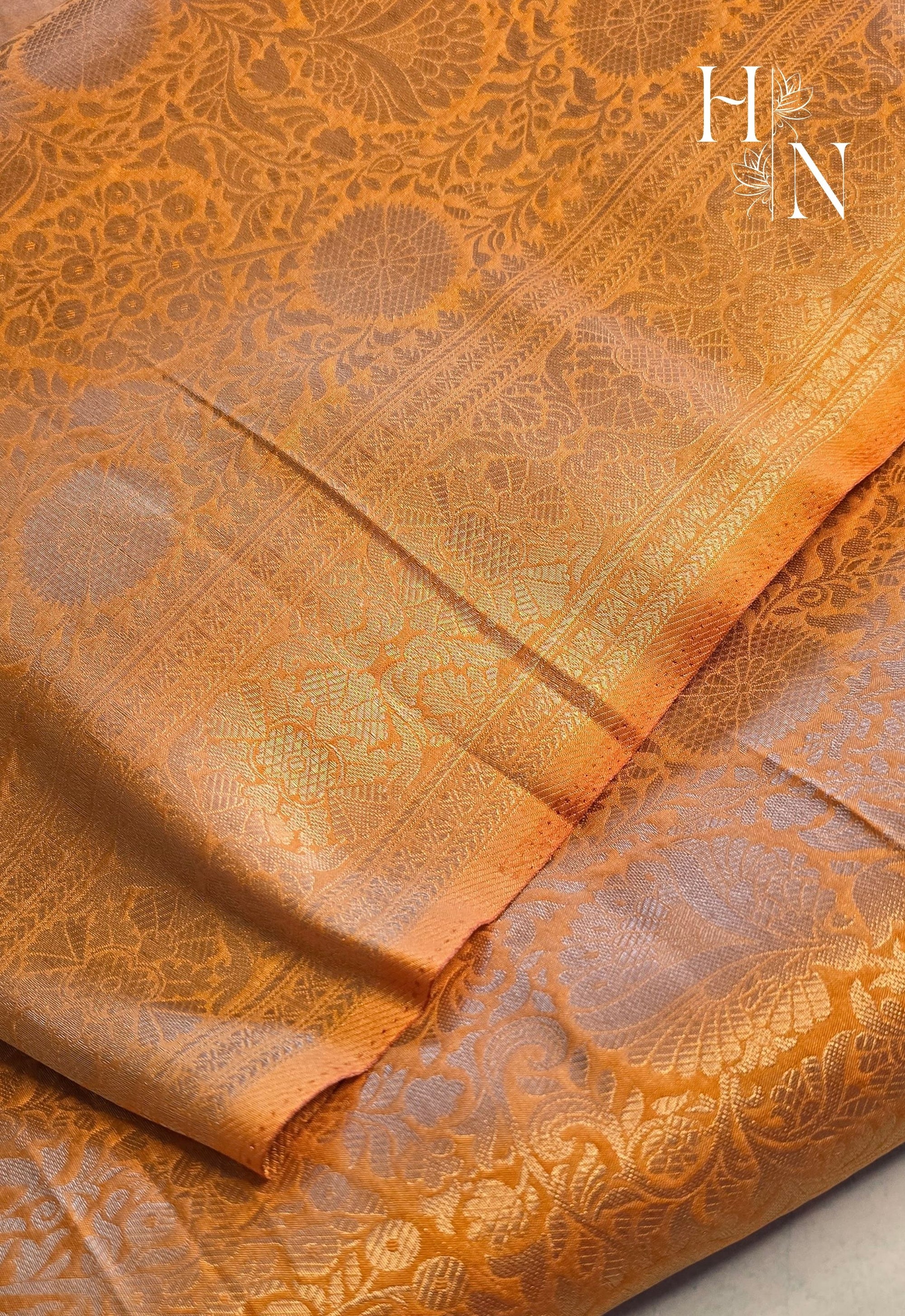 Mustard Banarasi Brocade Katan Silk Saree