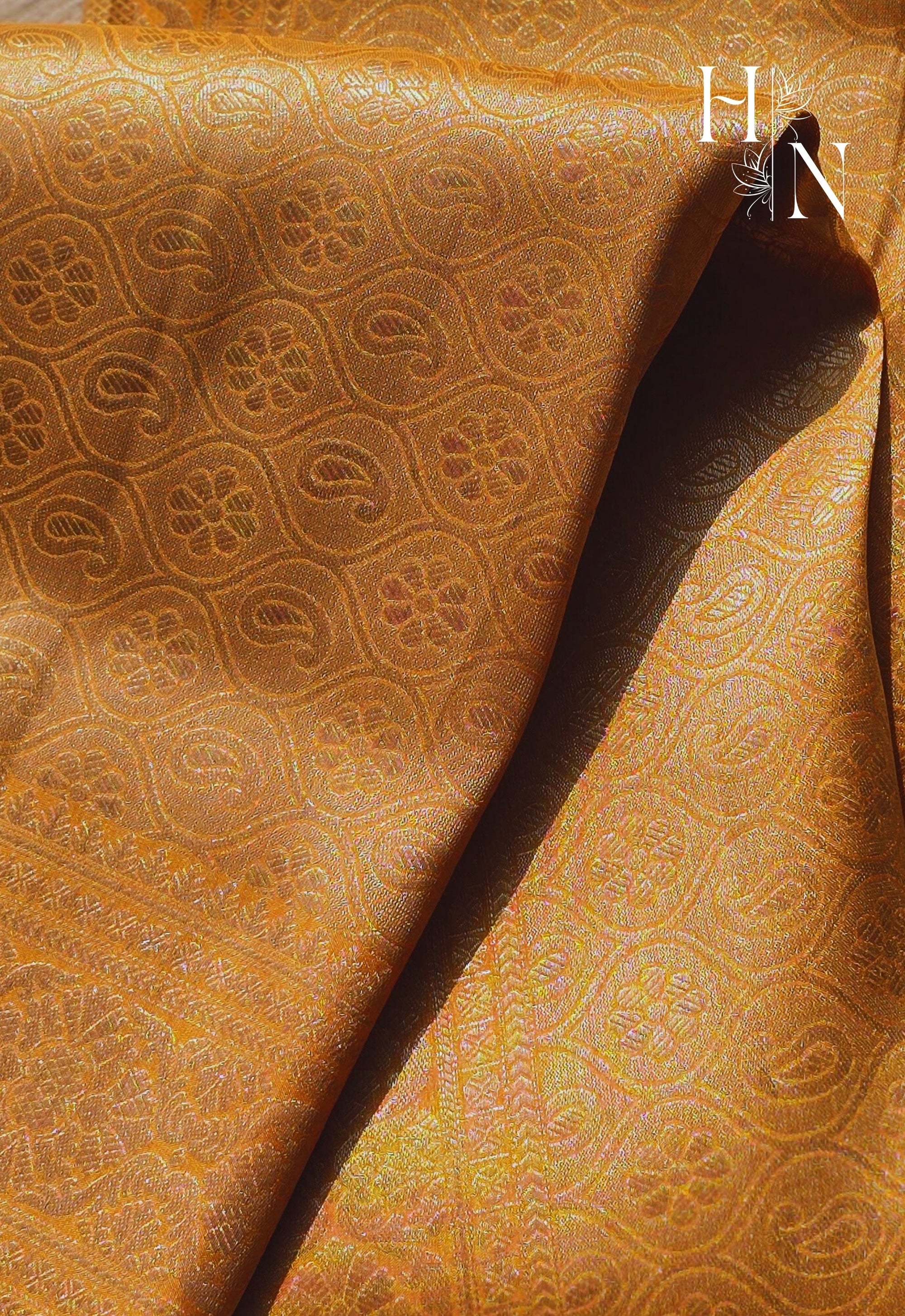 Mustard Banarasi Brocade Katan Silk Saree