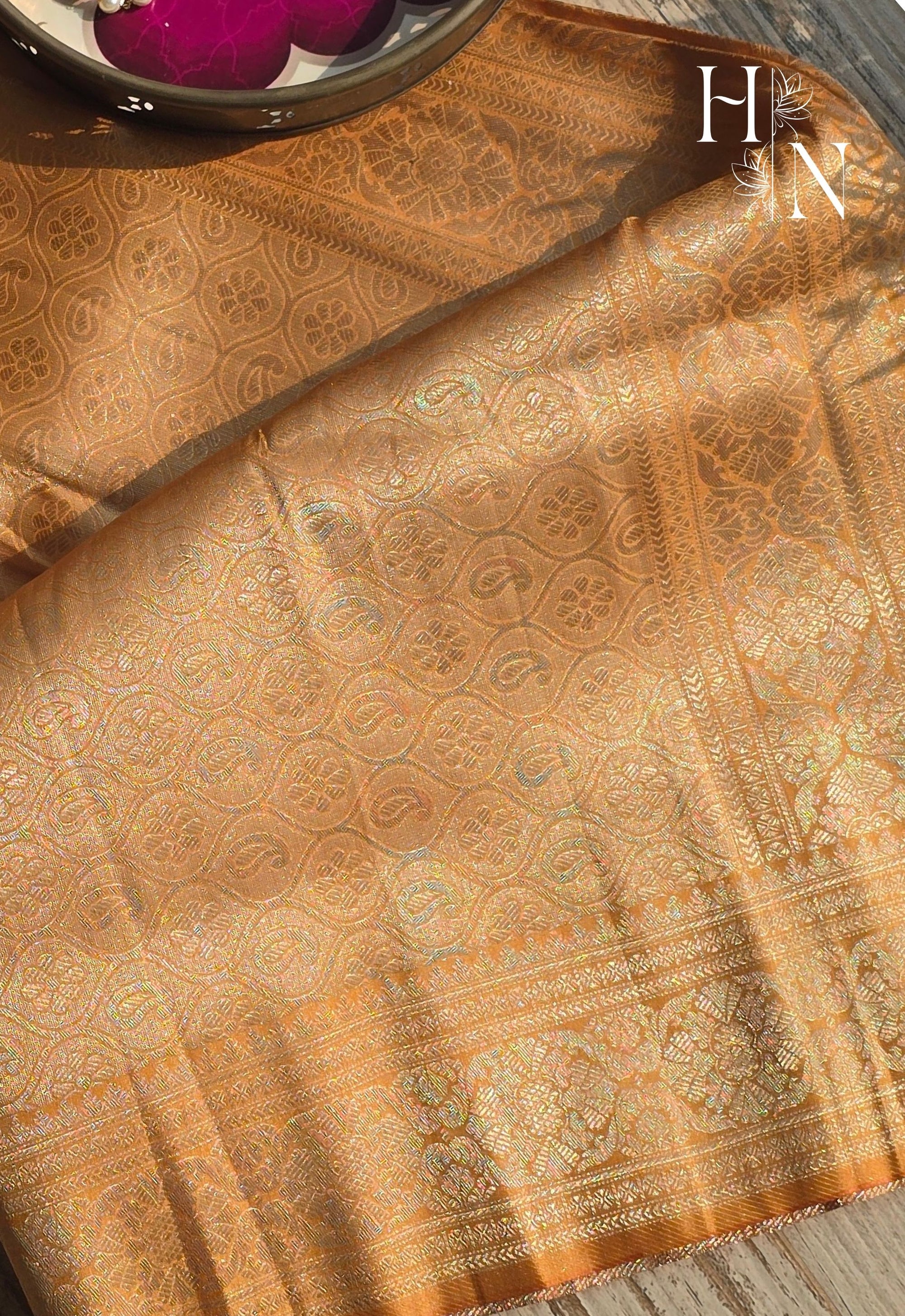 Mustard Banarasi Brocade Katan Silk Saree