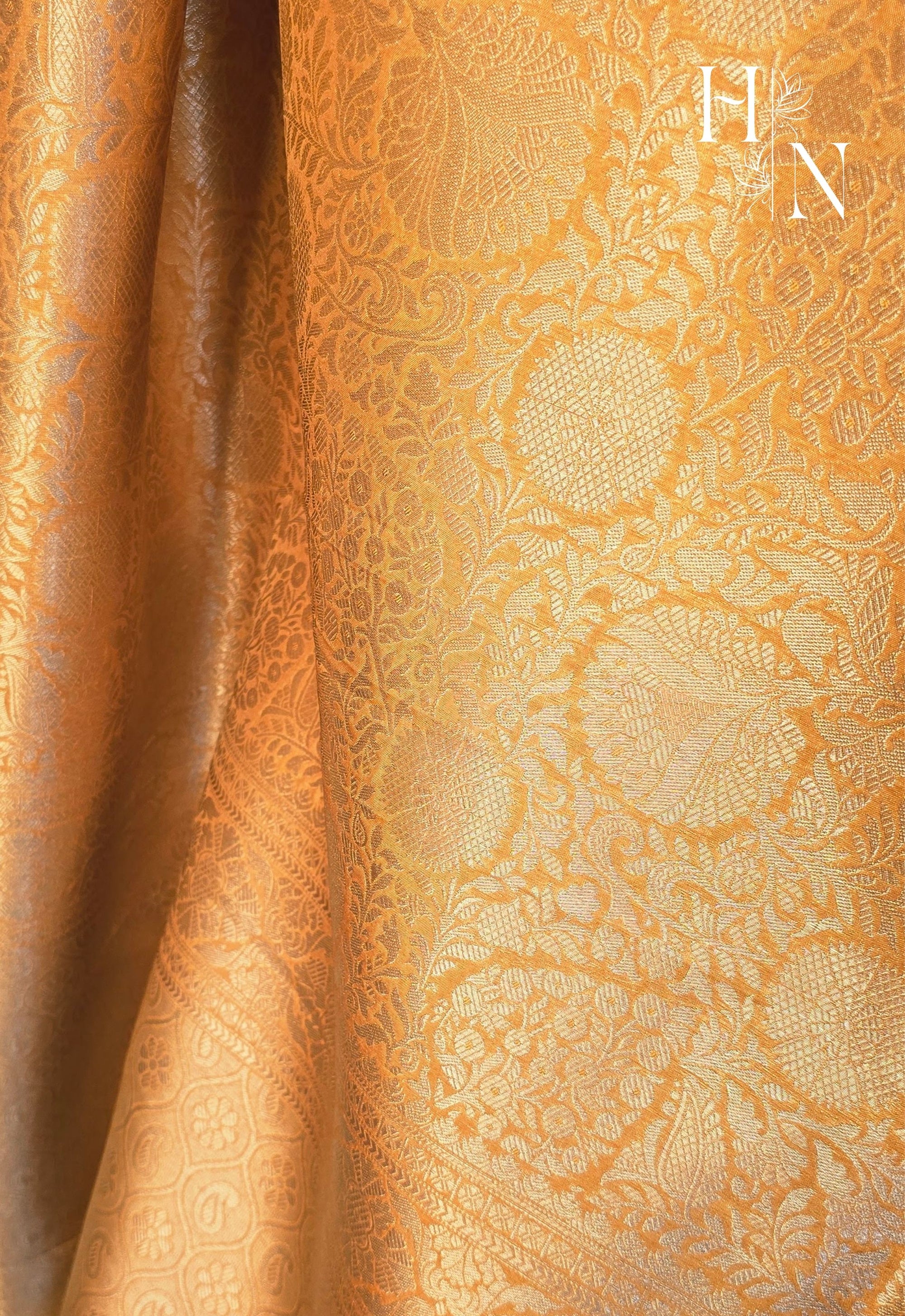Mustard Banarasi Brocade Katan Silk Saree