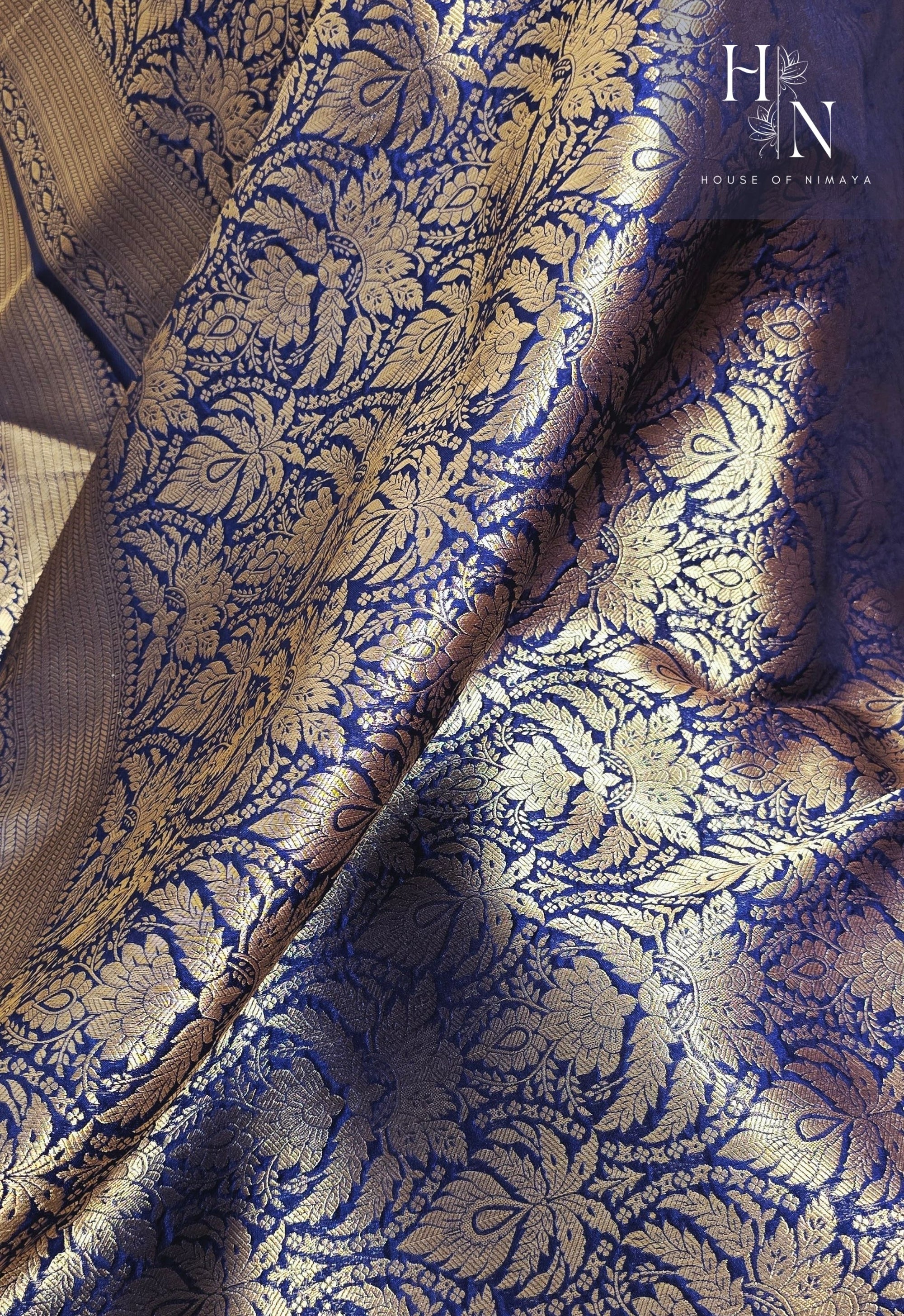 Blue Banarasi Brocade Saree