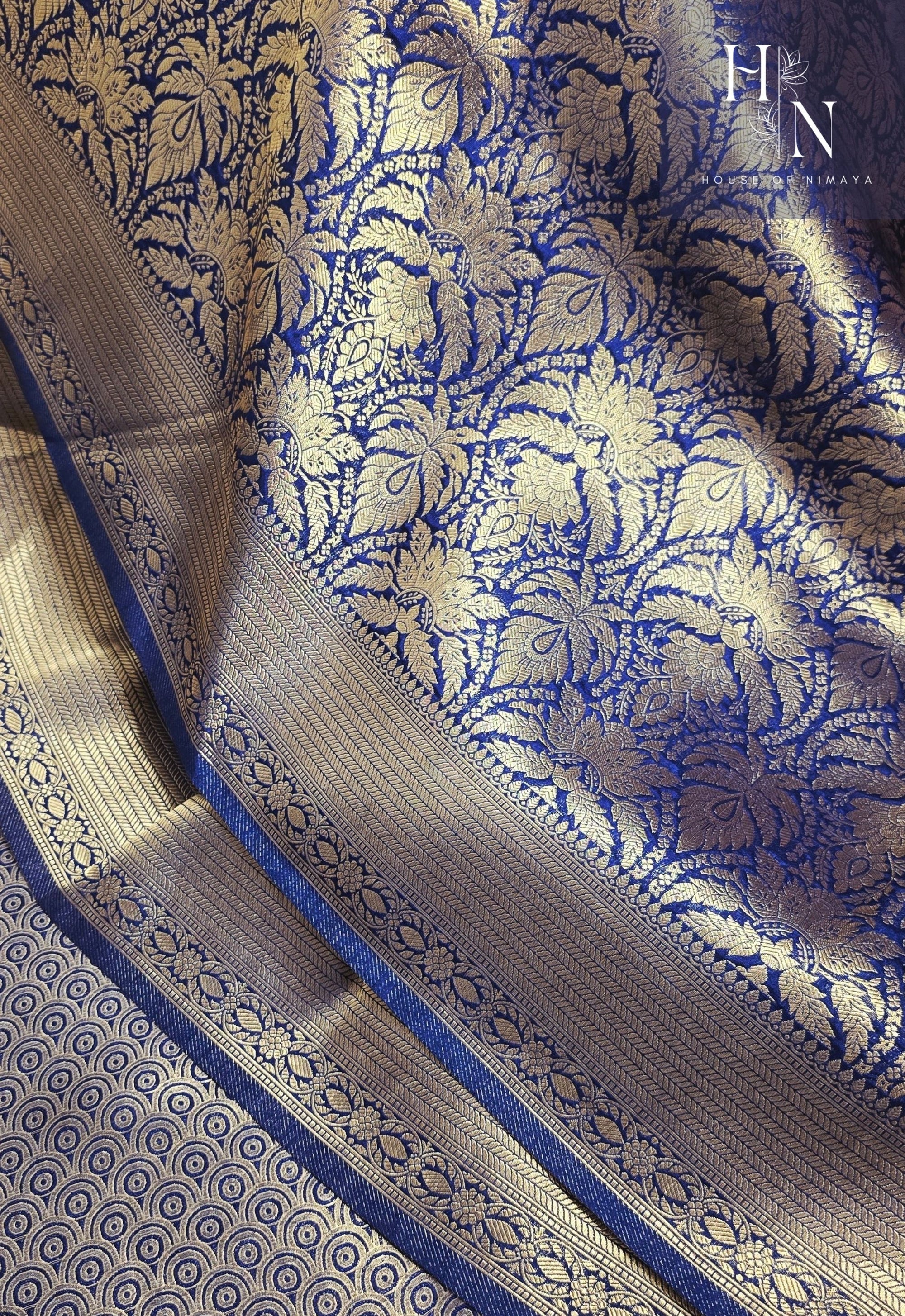 Blue Banarasi Brocade Saree