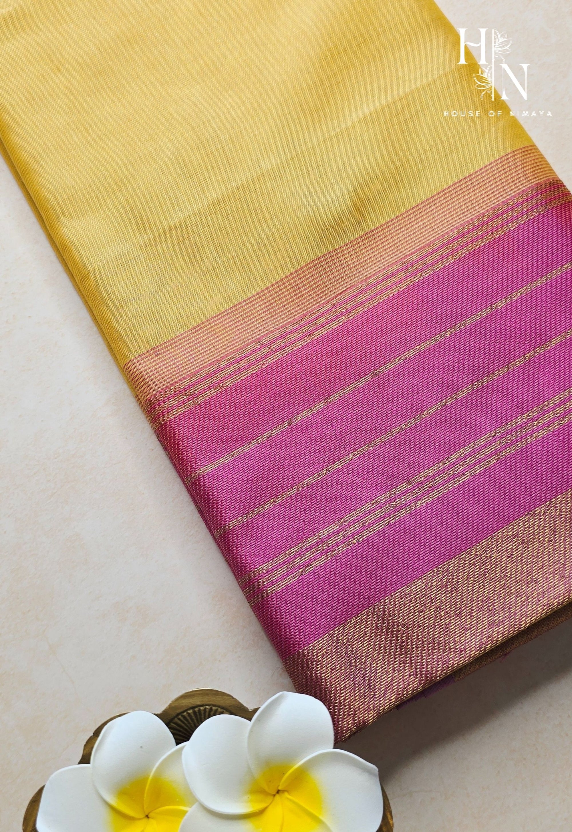 Yellow & Pink South Silk Cotton Saree