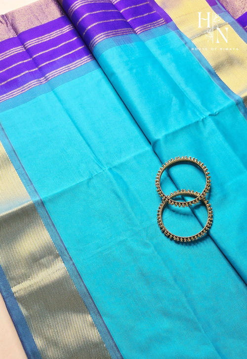 Blue & Purple South Silk Cotton Saree