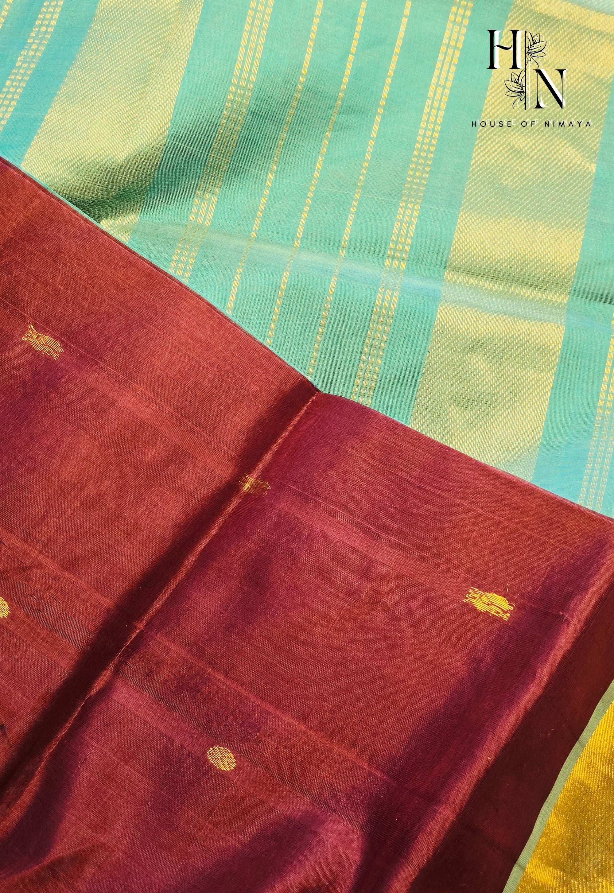 Burgundy & Blue Multishade South Silk Cotton Saree