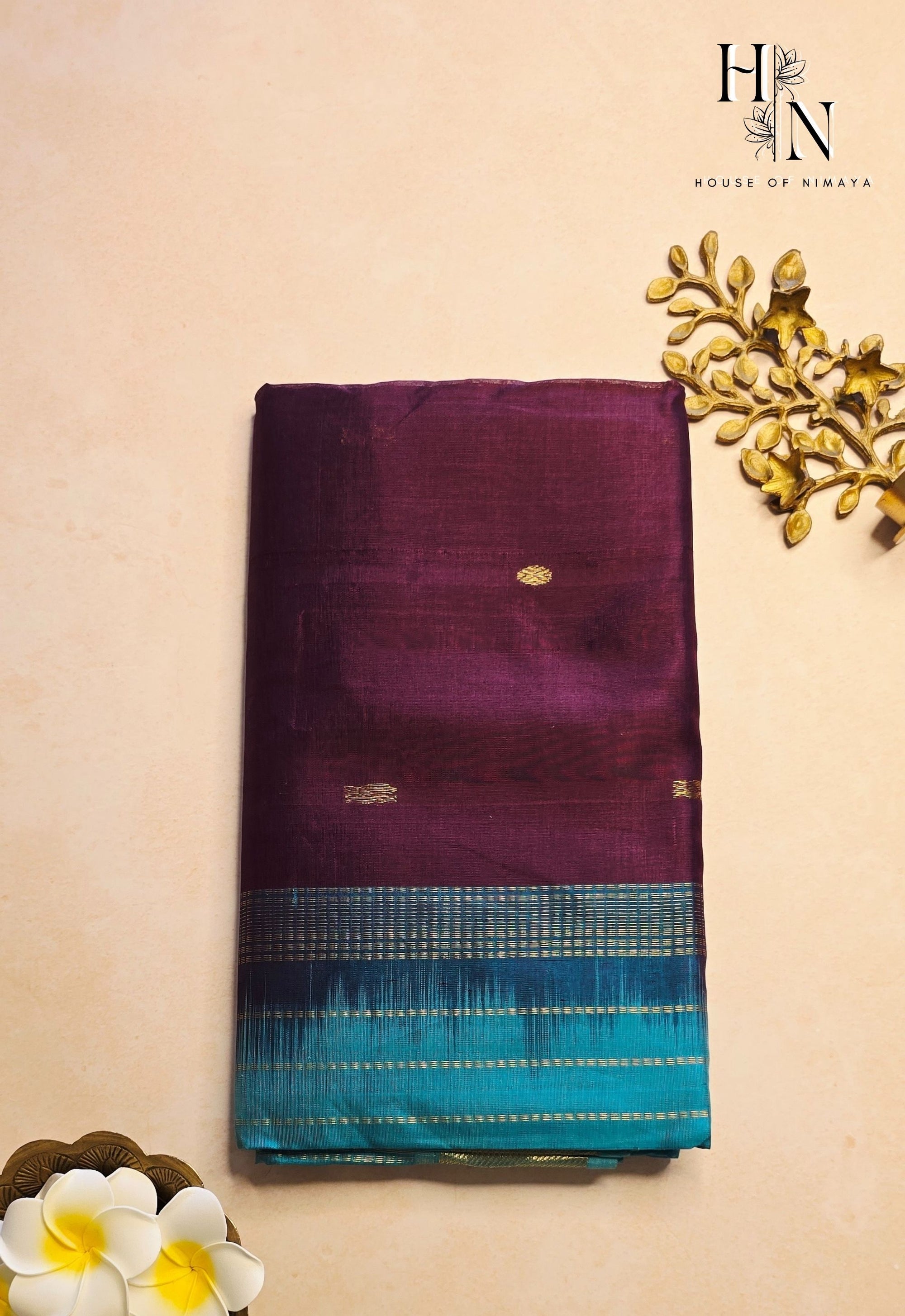 Burgundy & Blue Multishade South Silk Cotton Saree
