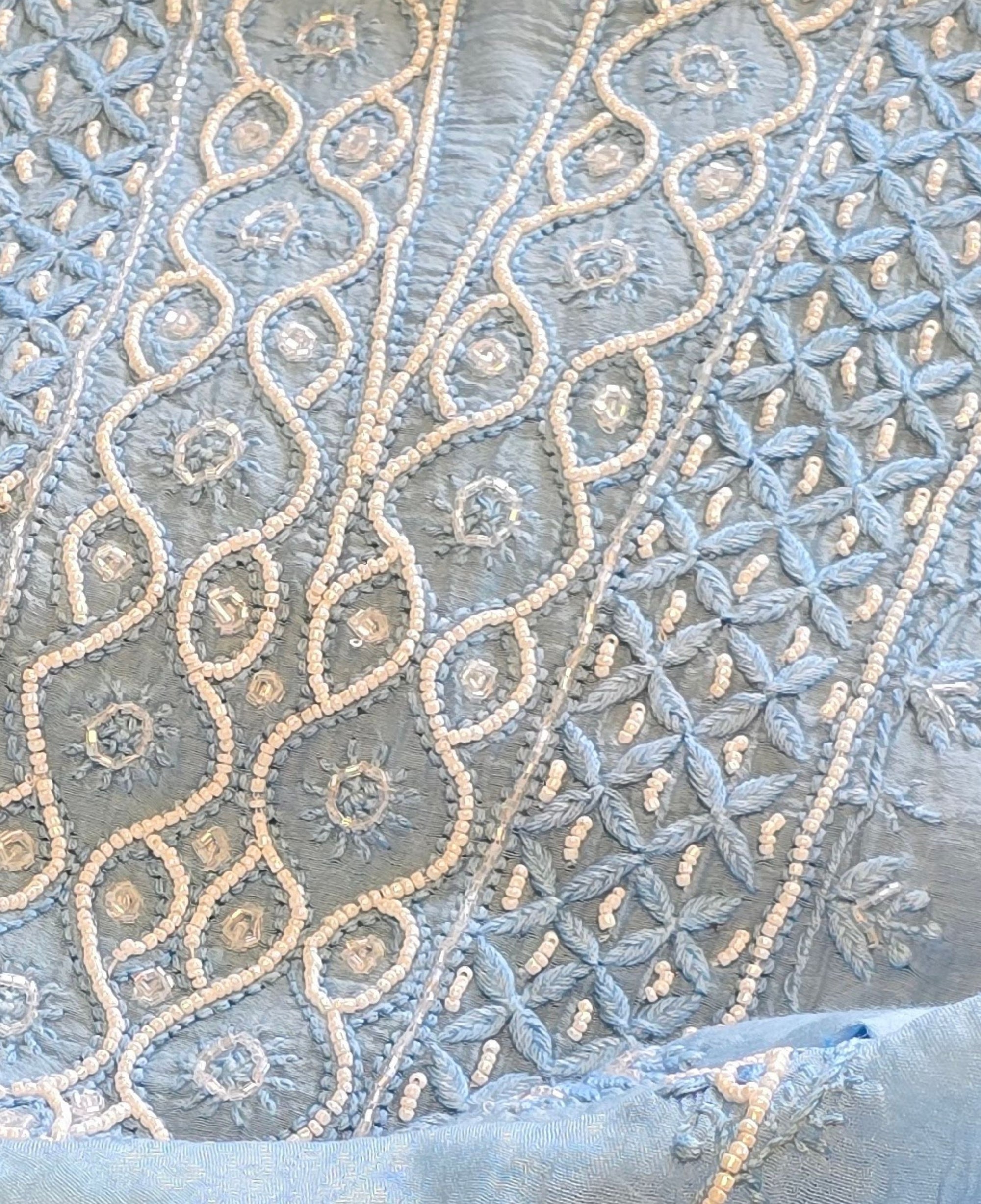 Women's Lakhnavi Handcrafted Mul Chanderi Chikankari Full Suit Material