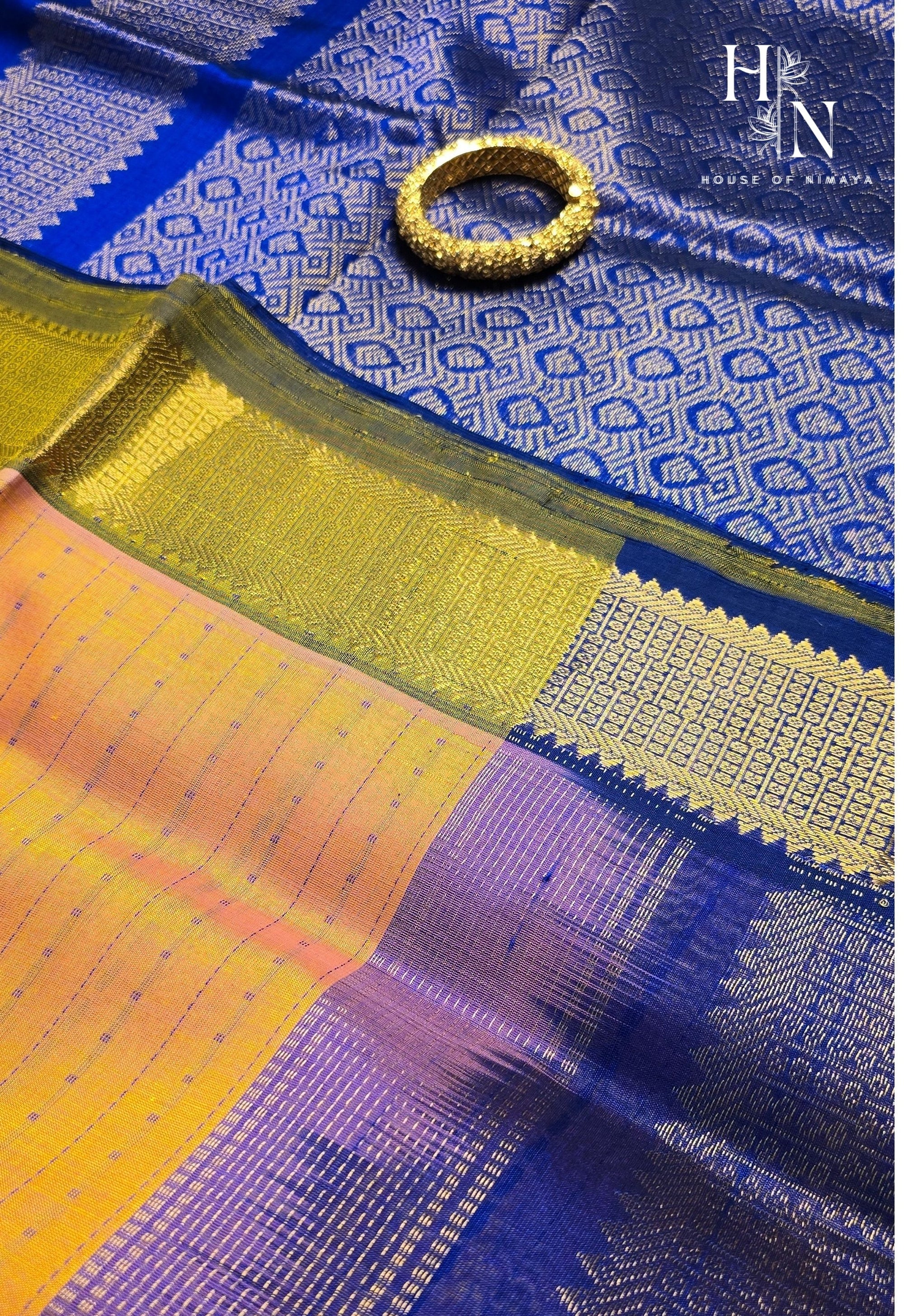 Dark Peach & Purple South Silk Cotton Saree