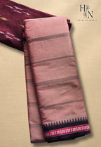 Narayanpet Light Pink with black and pink border with Ikkat Blouse