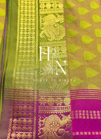 Parrot green and Yellow South Silk Cotton Saree