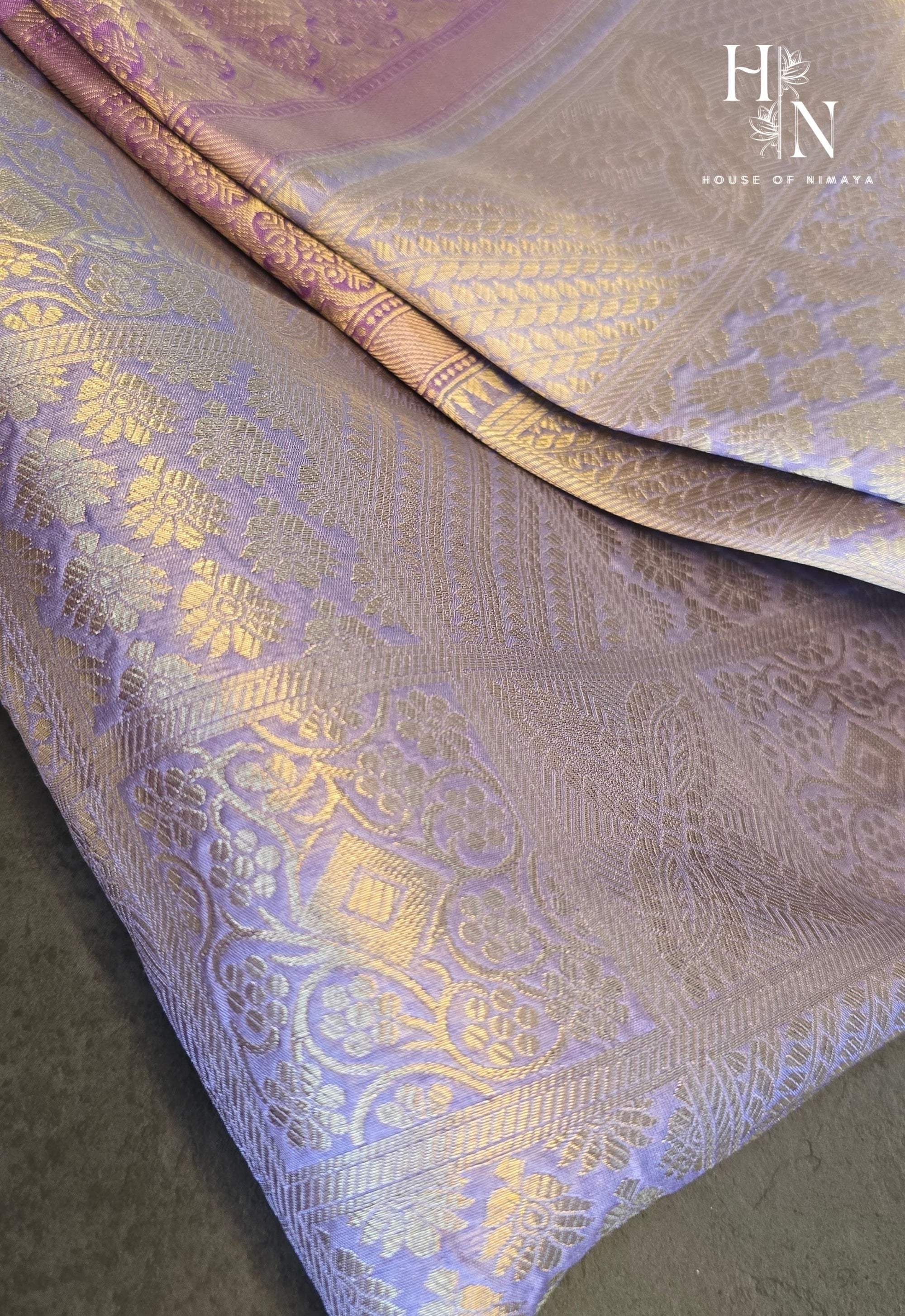 Lavender Banarasi Brocade Katan Silk Saree