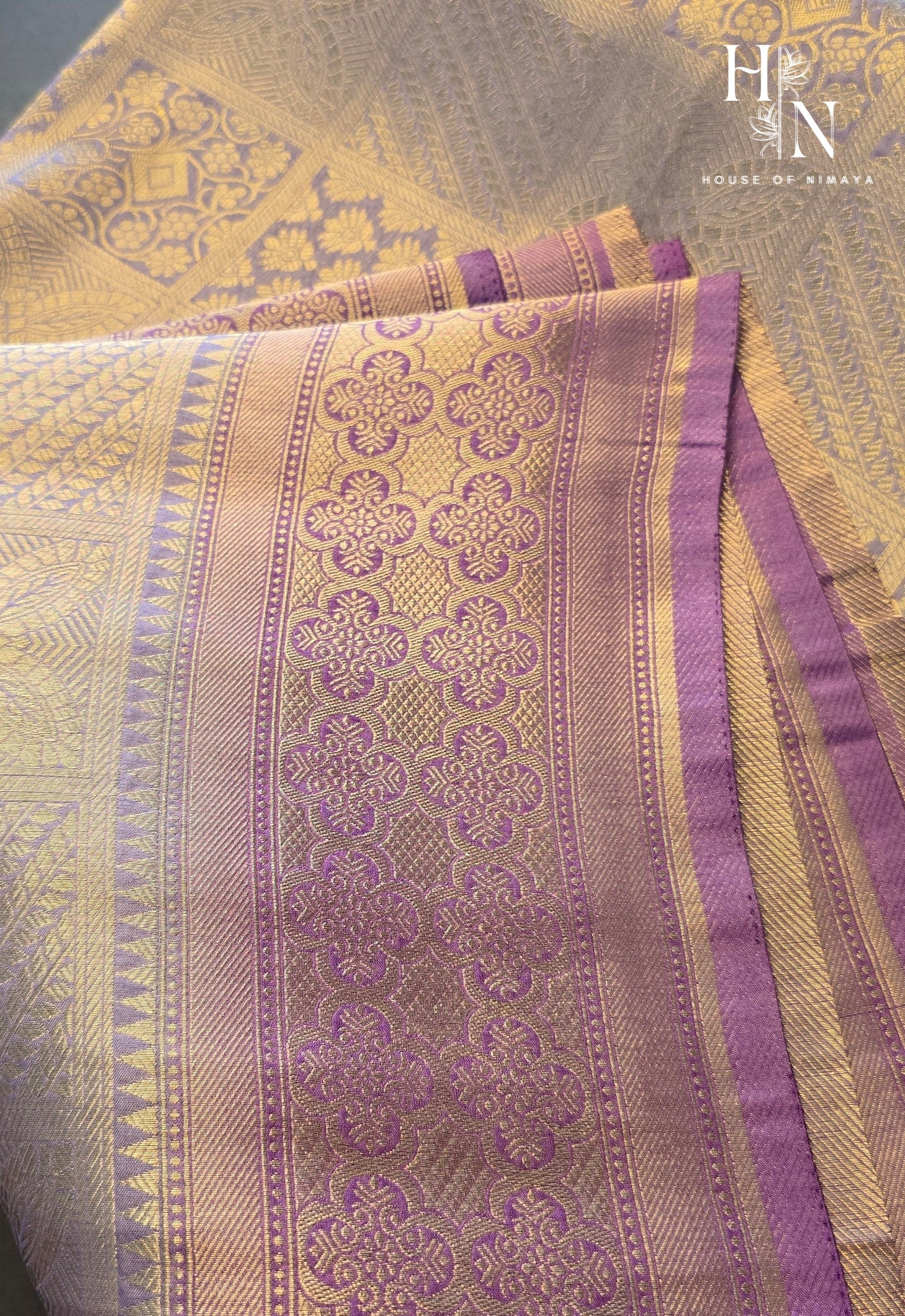 Lavender Banarasi Brocade Katan Silk Saree
