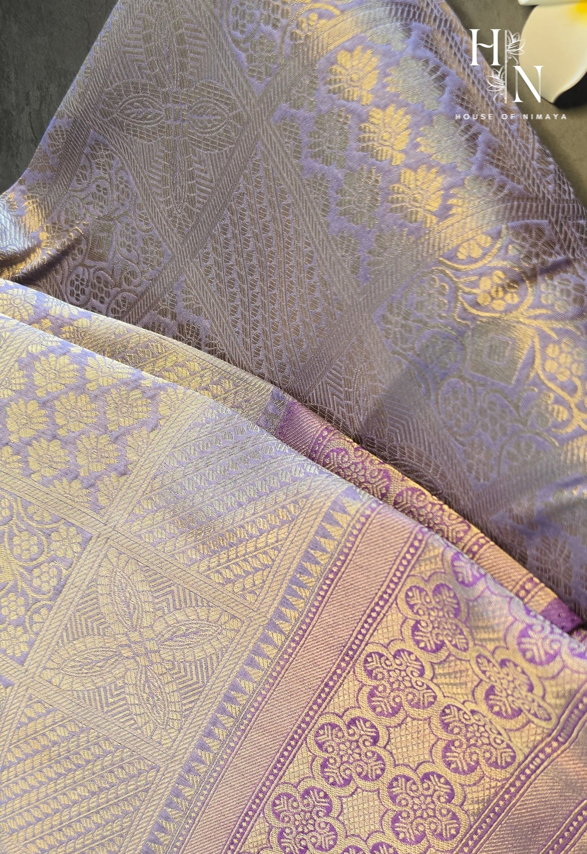Lavender Banarasi Brocade Katan Silk Saree