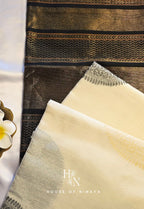 White and Black Pure Handloom South Silk Cotton Saree