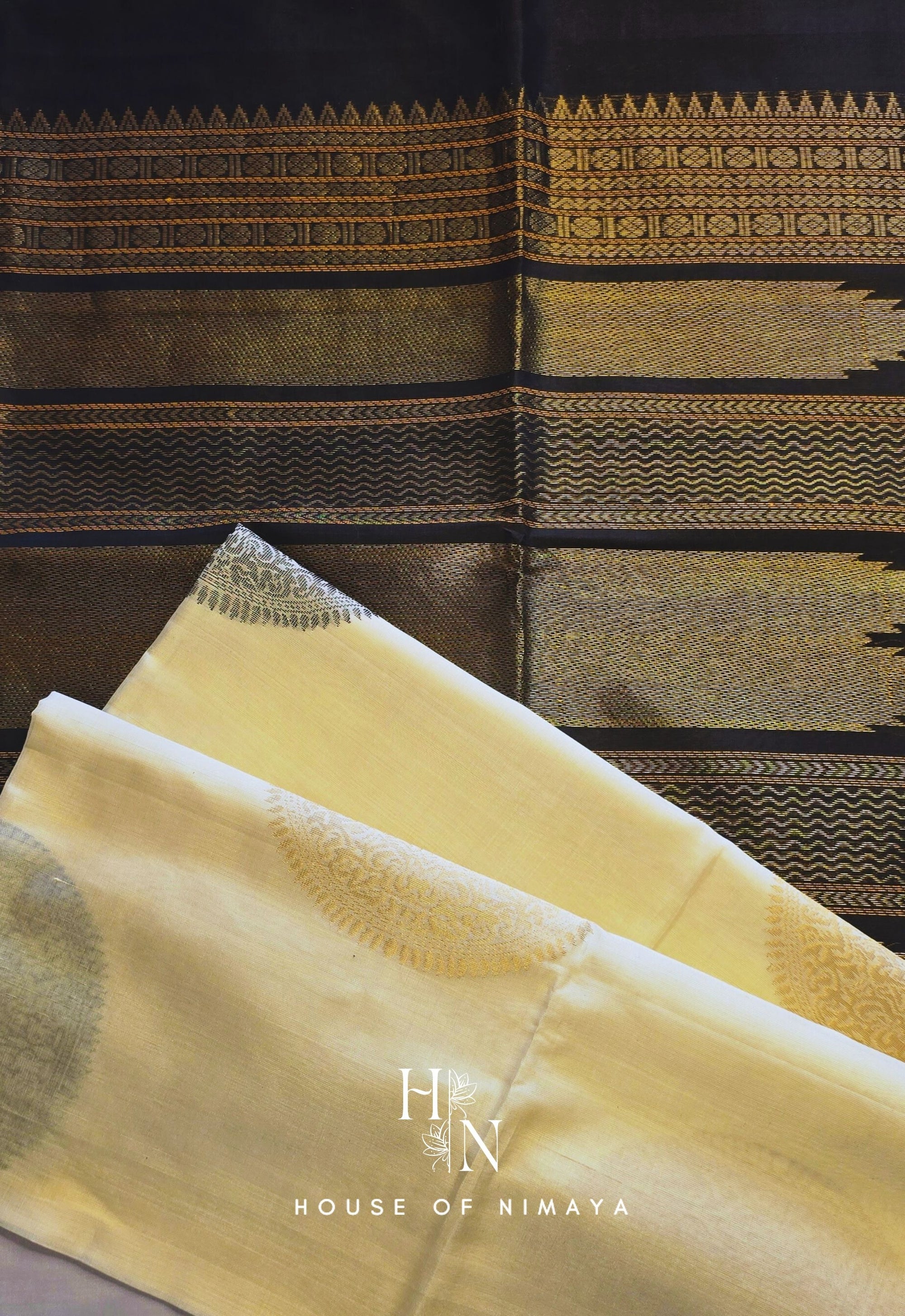 White and Black Pure Handloom South Silk Cotton Saree