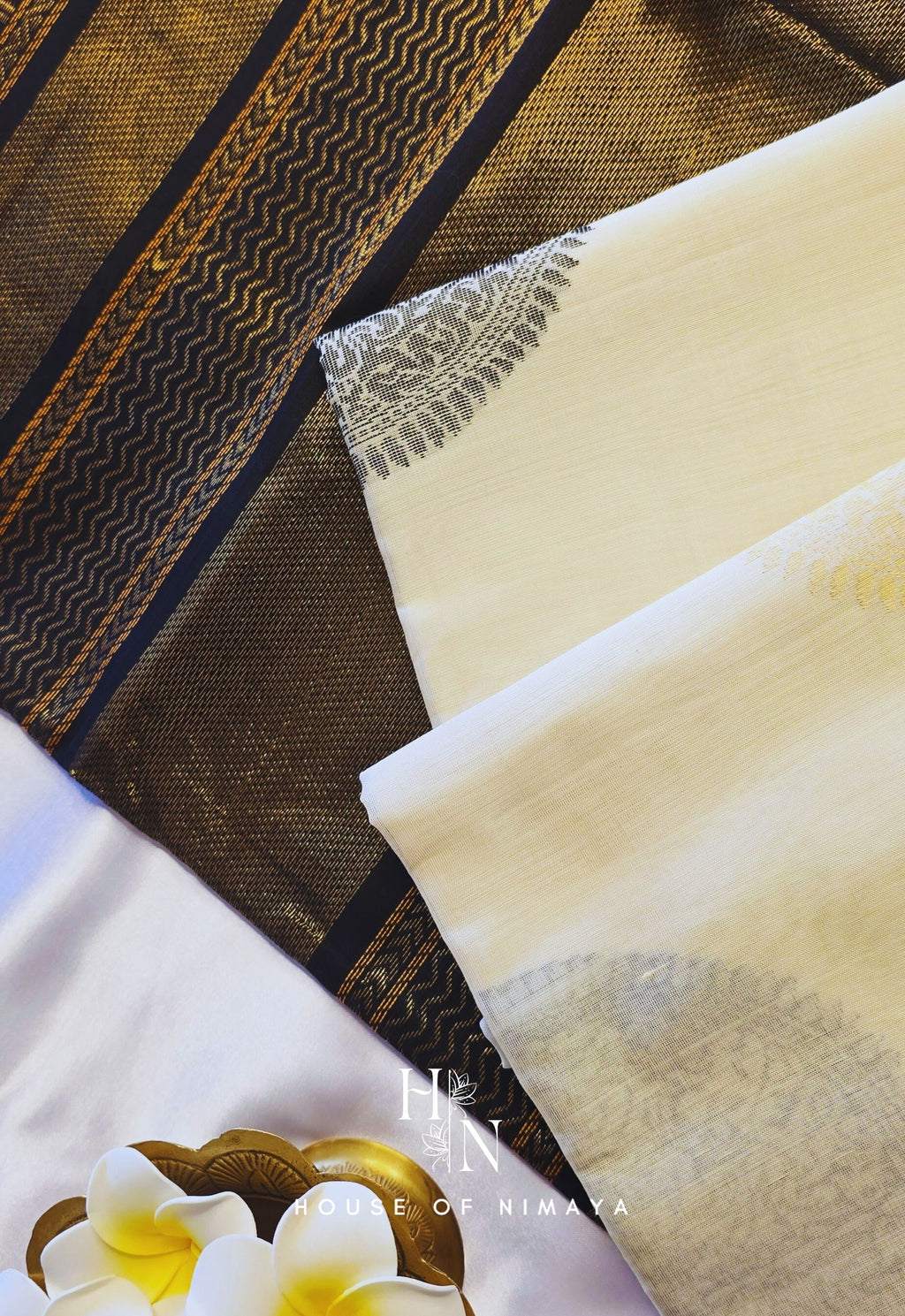 White and Black Pure Handloom South Silk Cotton Saree