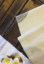 White and Black Pure Handloom South Silk Cotton Saree