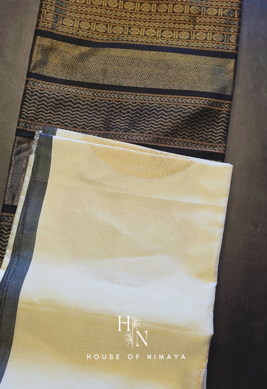 White and Black Pure Handloom South Silk Cotton Saree