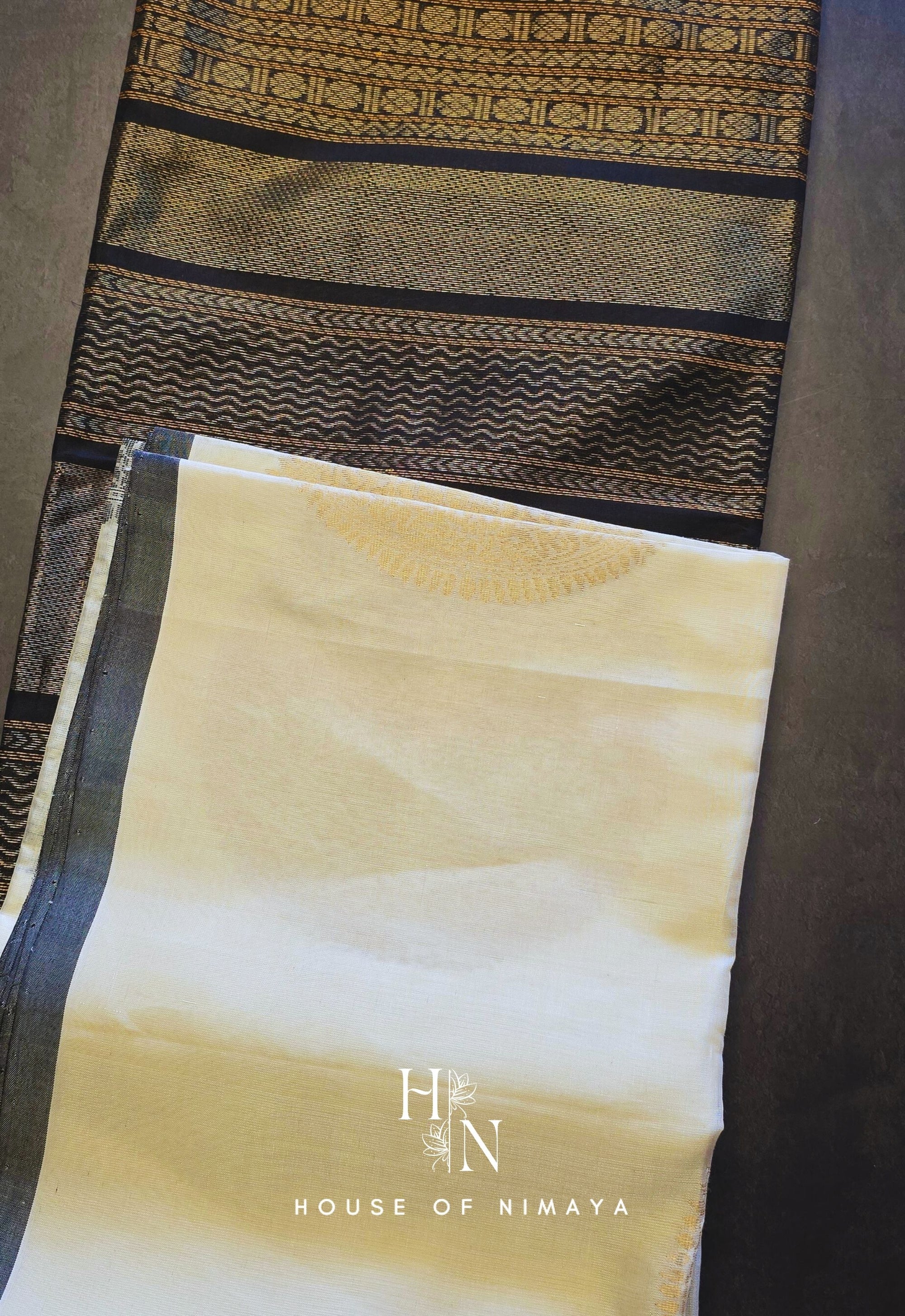 White and Black Pure Handloom South Silk Cotton Saree